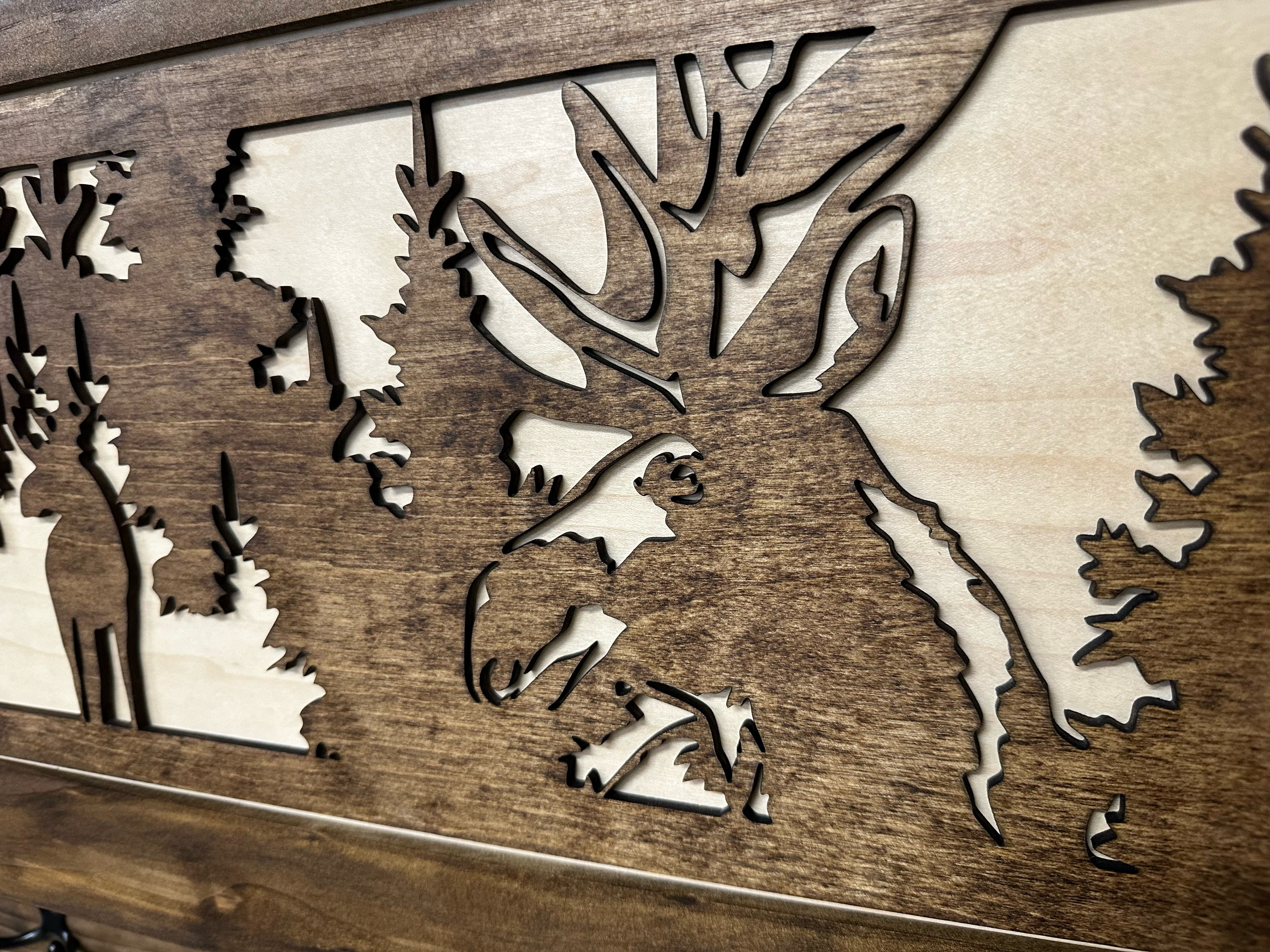 Moose Hunting Large Hidden Gun Storage Coat Rack w...