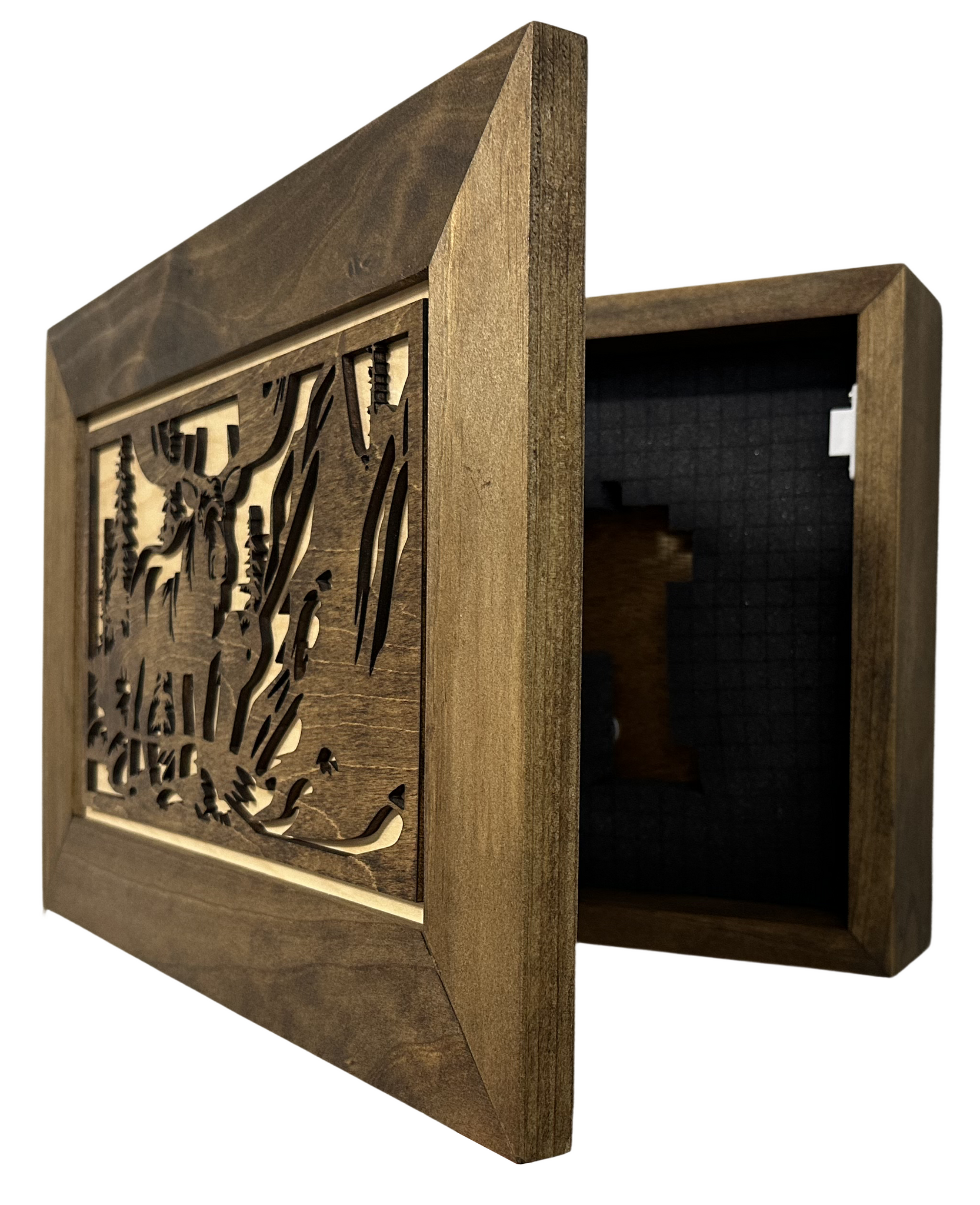 Moose in the Woods Gun Concealment Furniture side open view