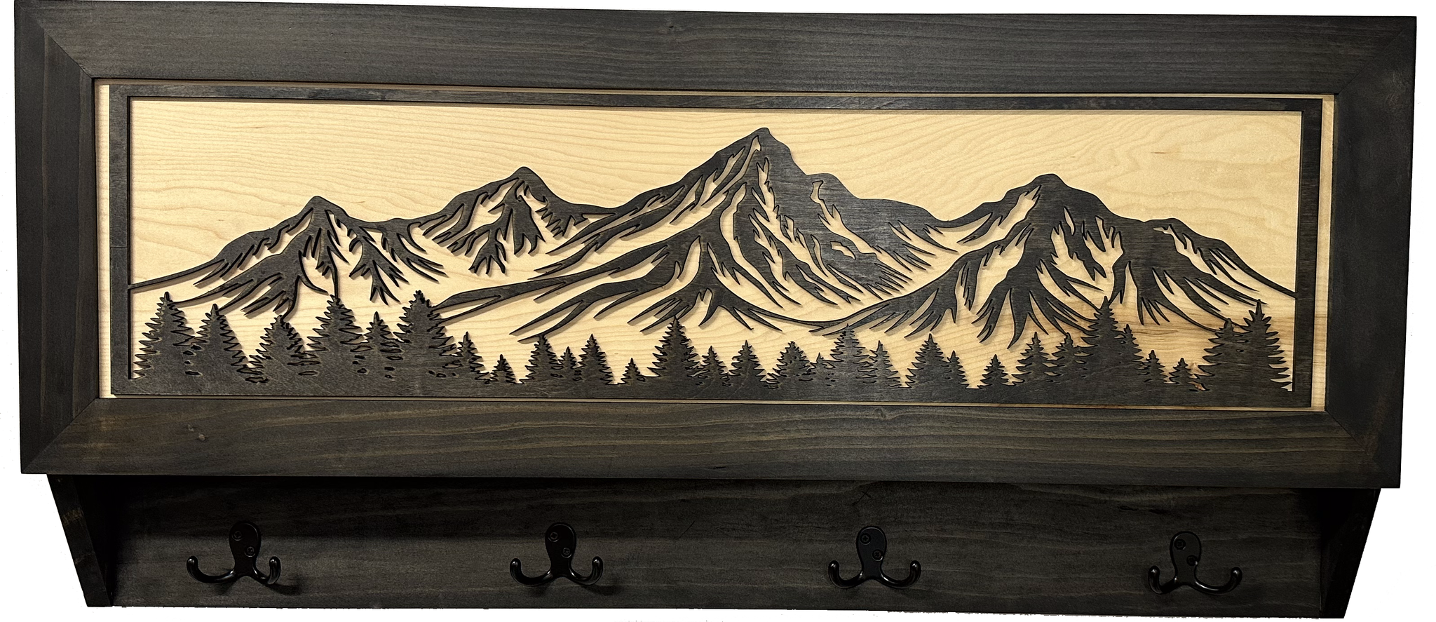 Mountain Scene Coat Rack Concealed Hidden Gun Storage Cabinet