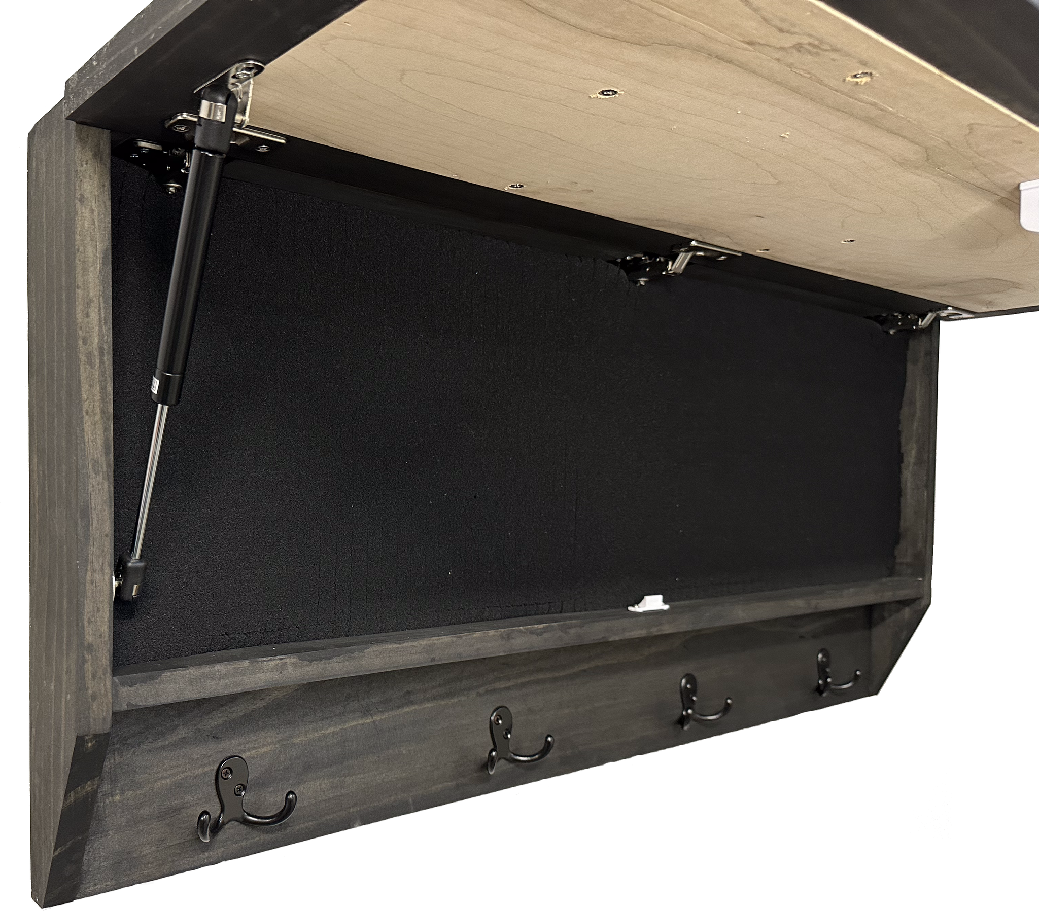 Mountain Scene Coat Rack Concealed Hidden Gun Storage Cabinet with full open side view