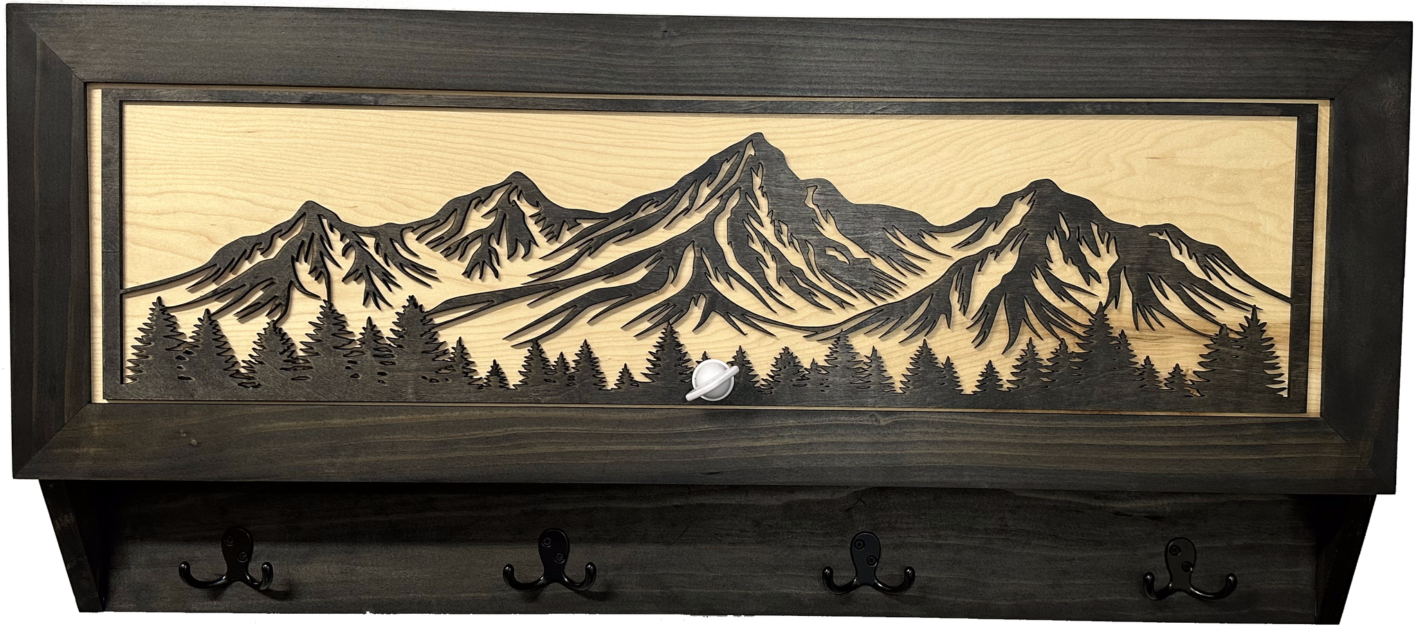 Mountain Scene Coat Rack Concealed Hidden Gun Storage Cabinet with magnetic key