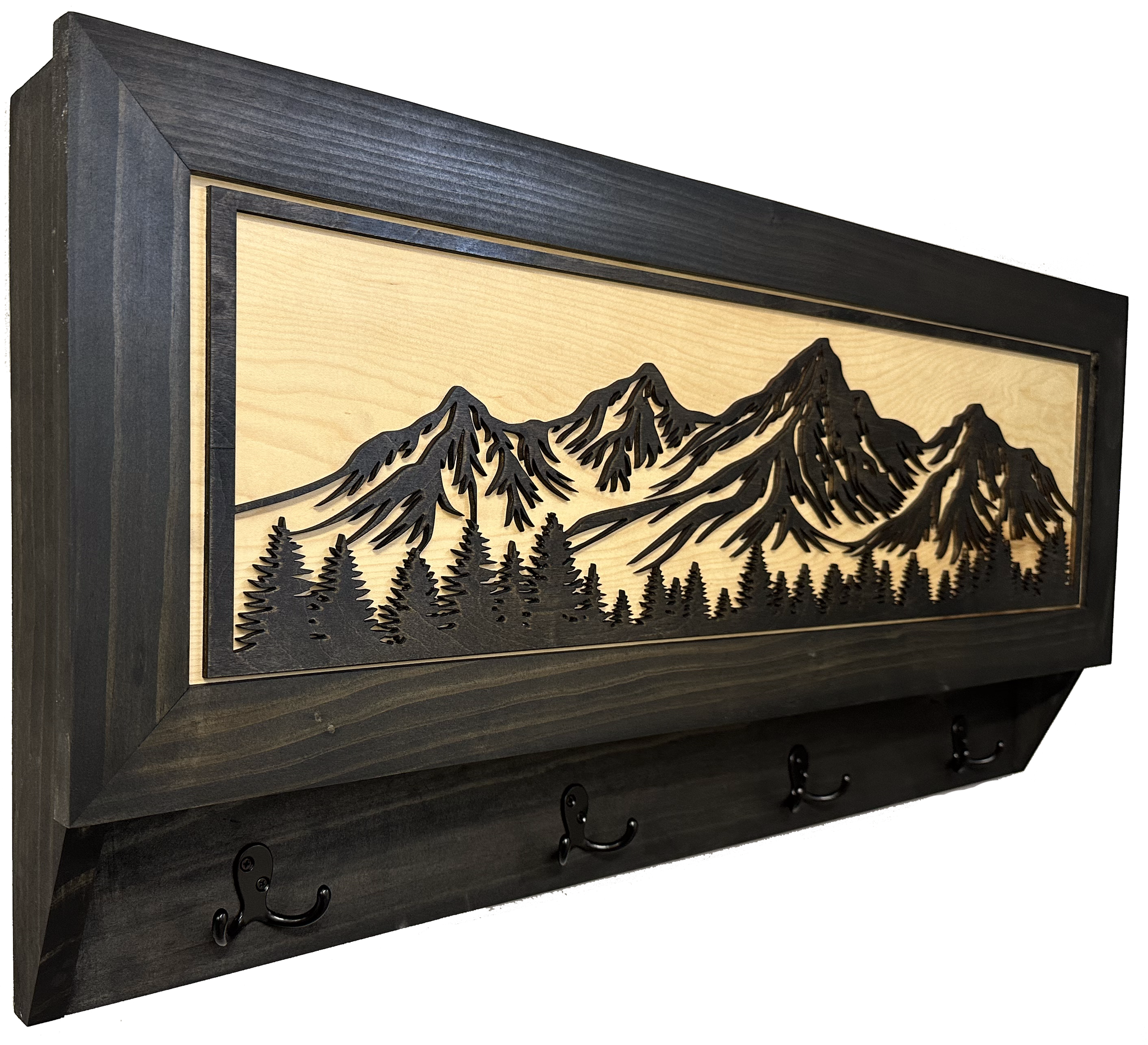 Mountain Scene Coat Rack Concealed Hidden Gun Storage Cabinet with side view