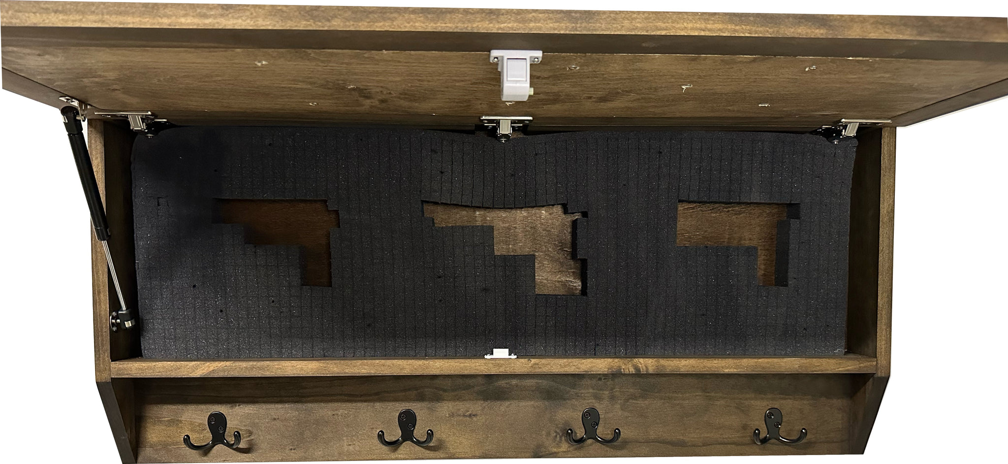 Mountain Scene Welcome Concealment Wooden Gun Cabinet with custom foam inside