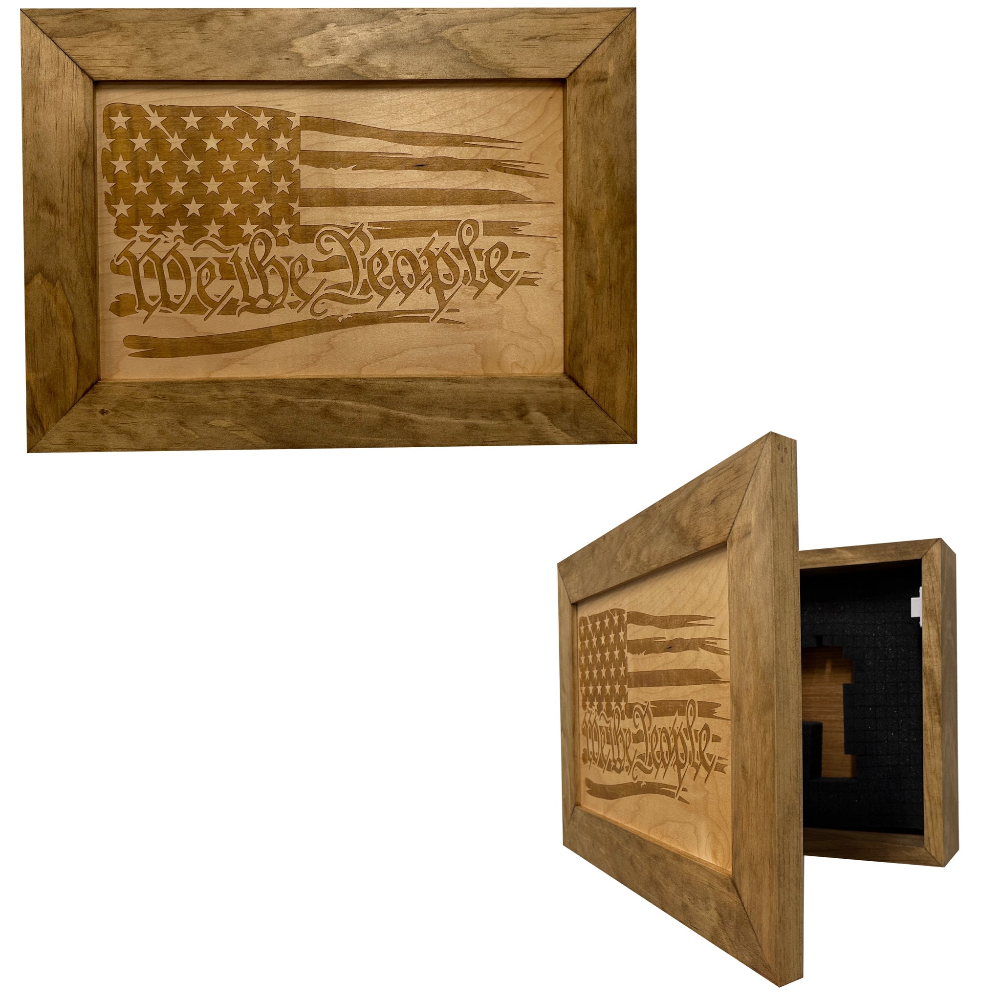 Natural American Flag We The People Decorative Hidden Gun 
