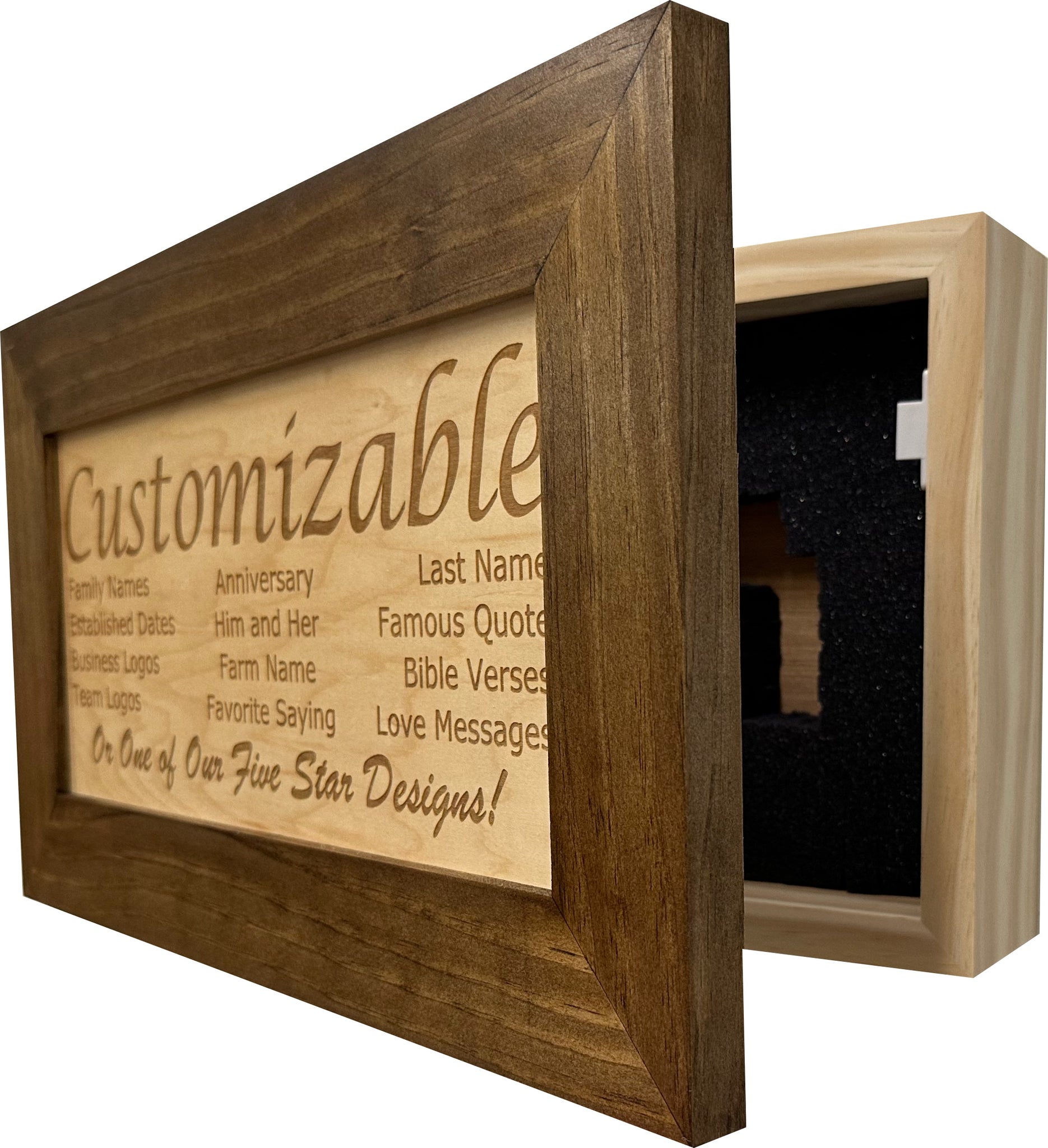 Provincial and Natural Custom Hidden Gun Cabinet partial open