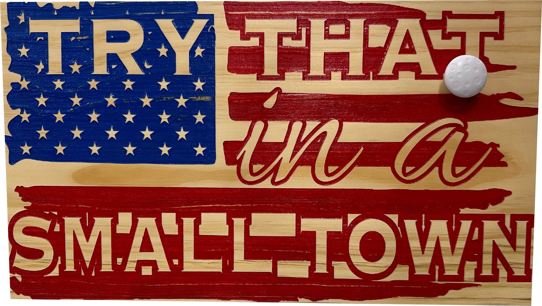 Red & Blue American Flag Try That In A Small Town Gun Cabinet with key