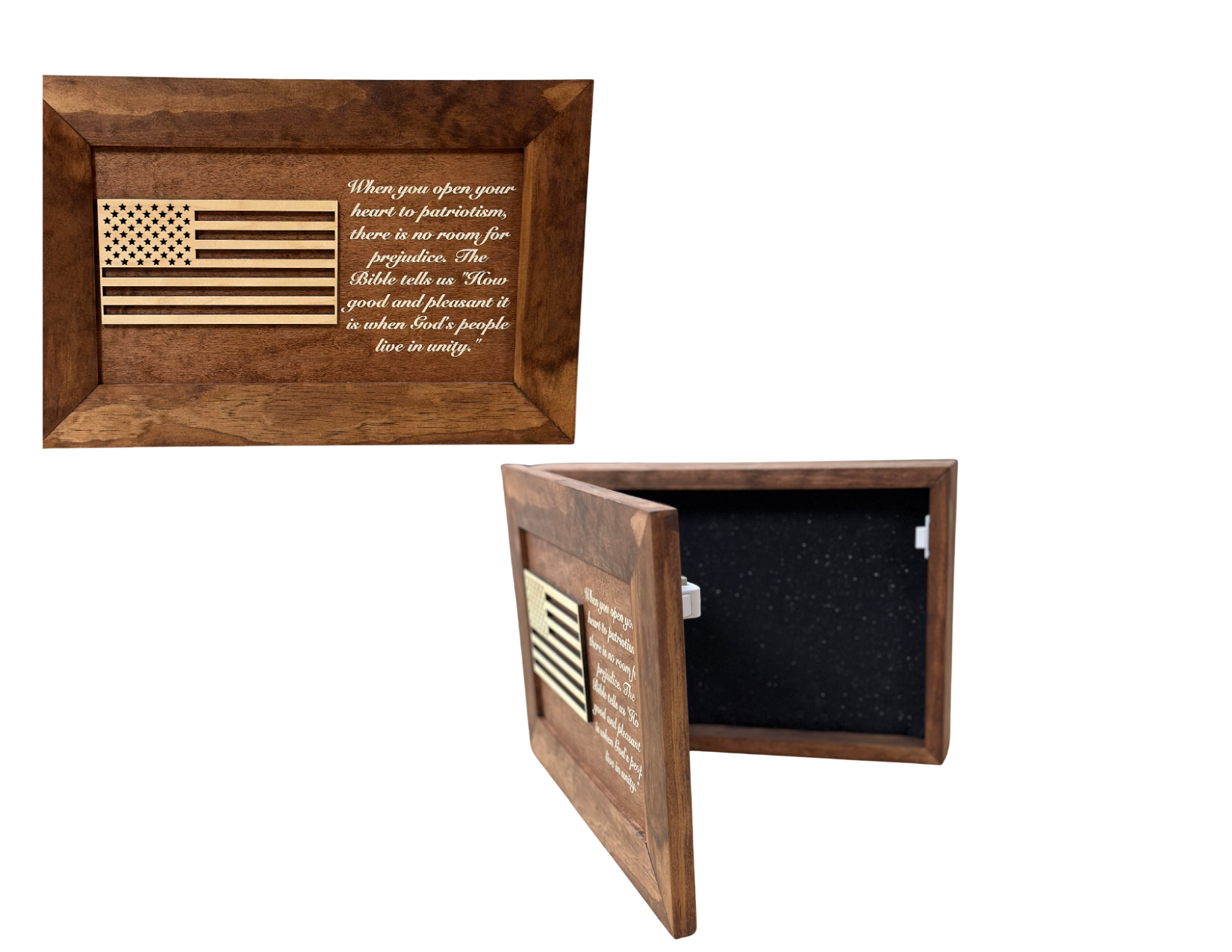 Red Oak American Flag & Patriotism Wall-Mounted Gun Cabinet | Bellewood Designs