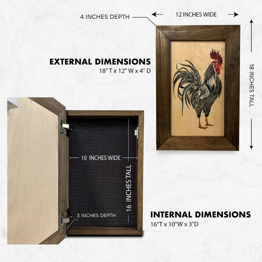 Farmhouse Rooster Art Hidden Gun Cabinet | Wall Dé...