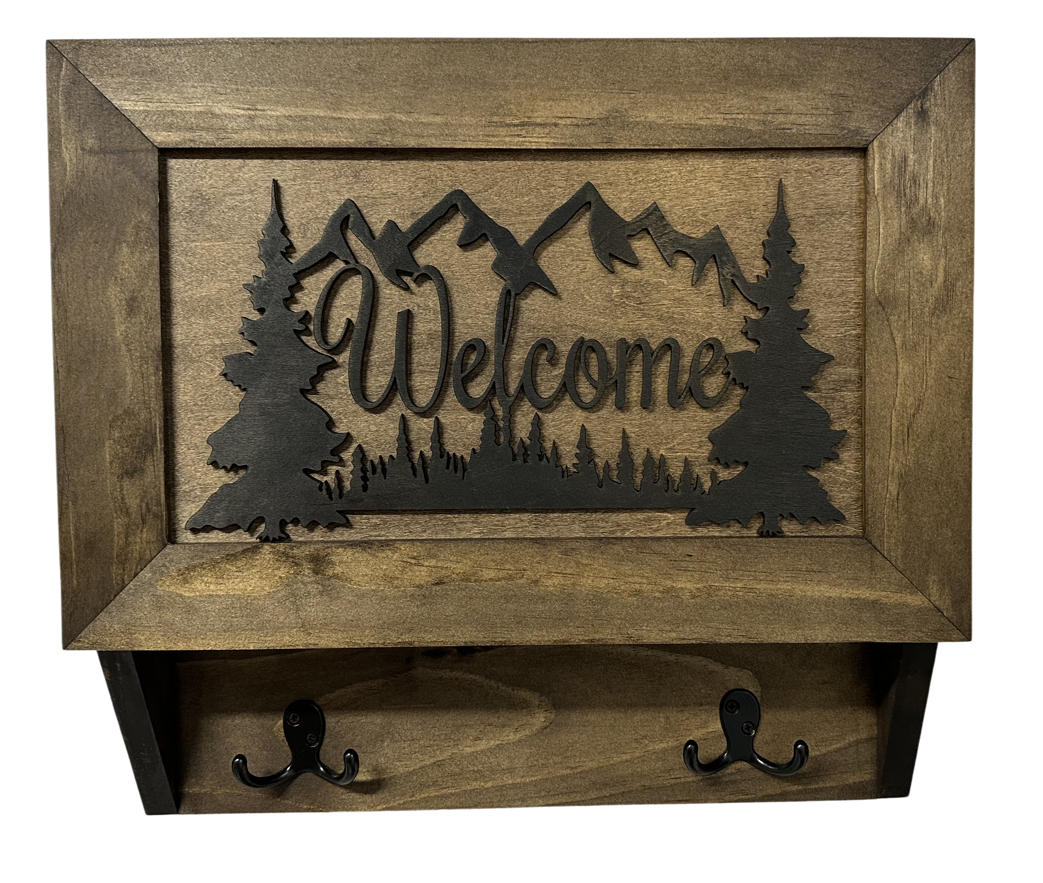 Rustic Mountain Welcome Concealed Wall-Mounted Gun Cabinet front look
