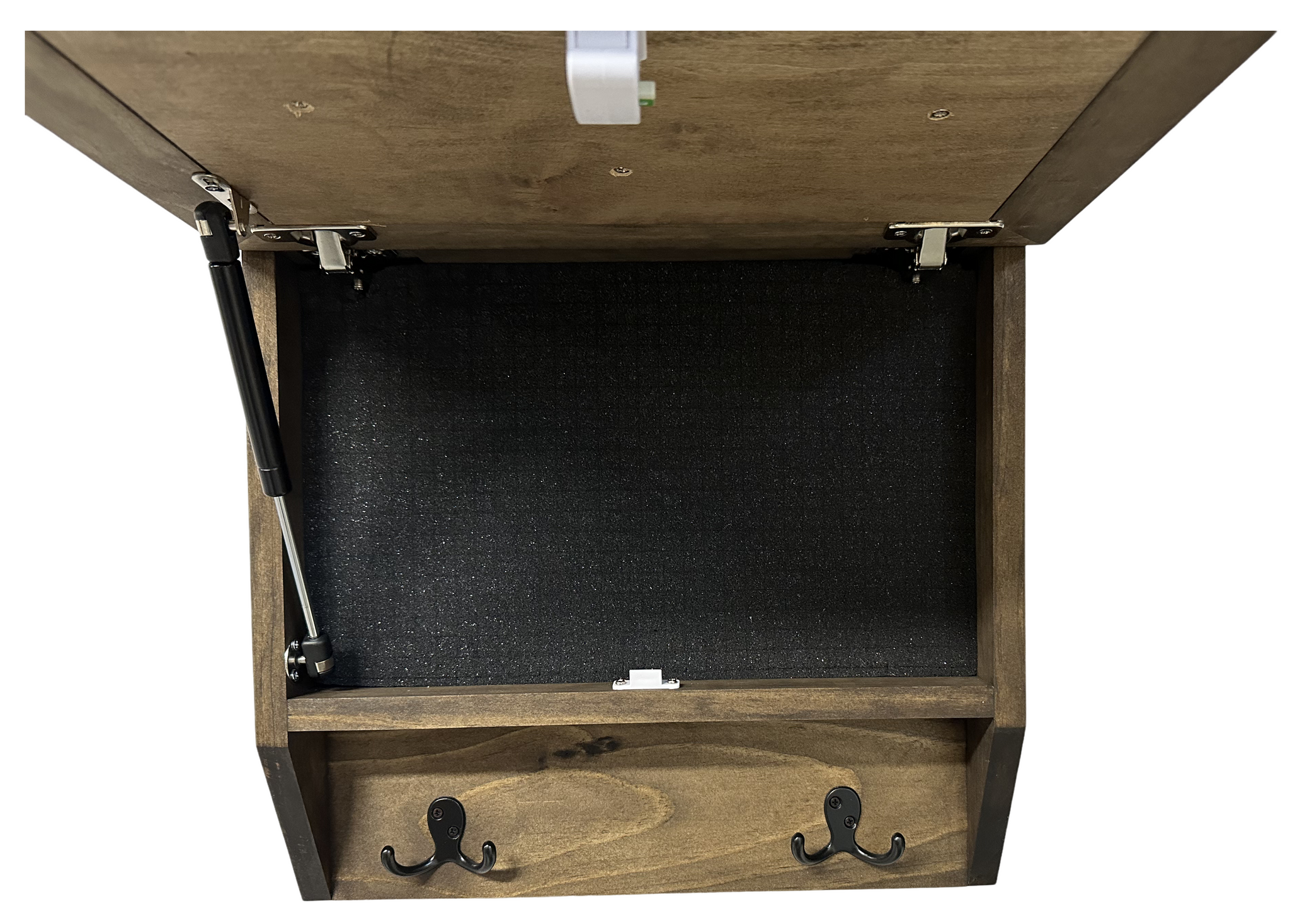 Rustic Mountain Welcome Concealed Wall-Mounted Gun Cabinet with front open