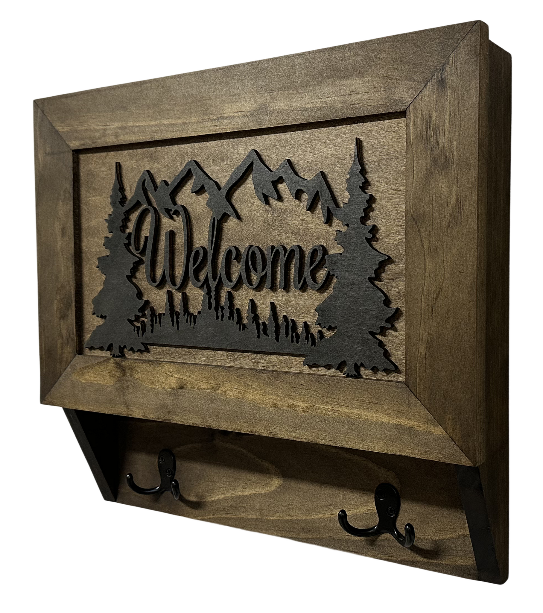 Rustic Mountain Welcome Concealed Wall-Mounted Gun Storage Cabinet