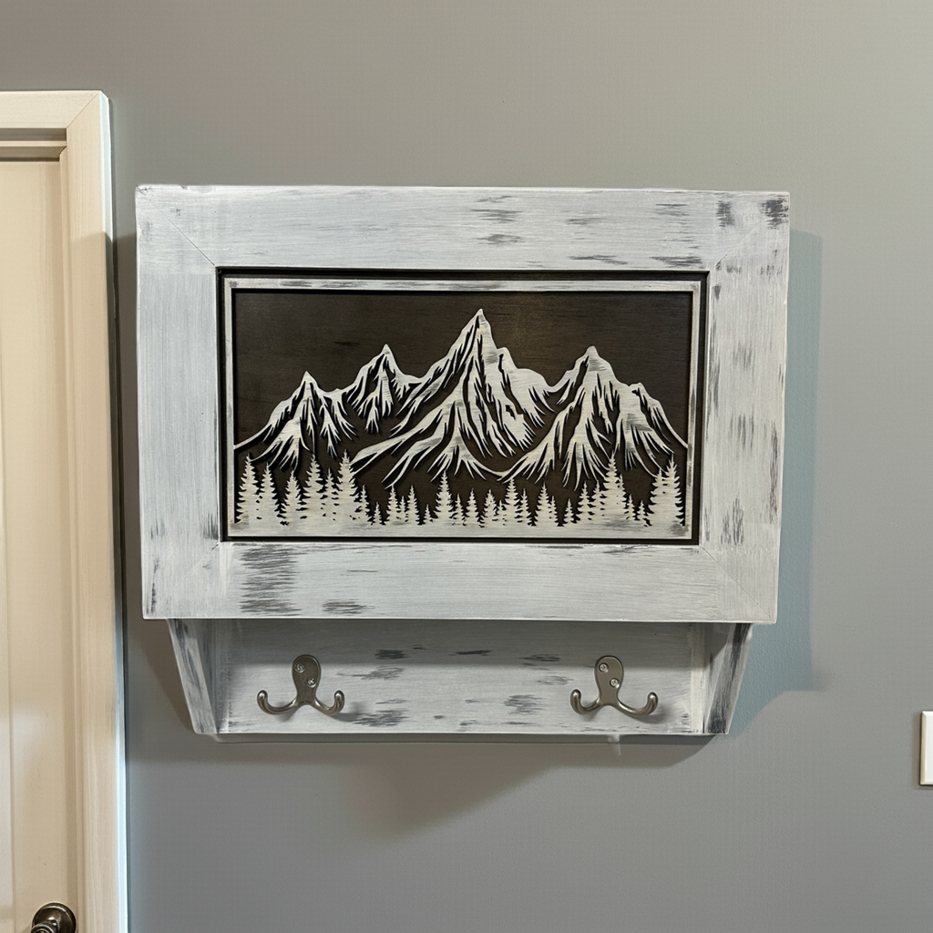 Snow Mountain Hidden Gun Safe Coat Rack Wall Cabinet front view