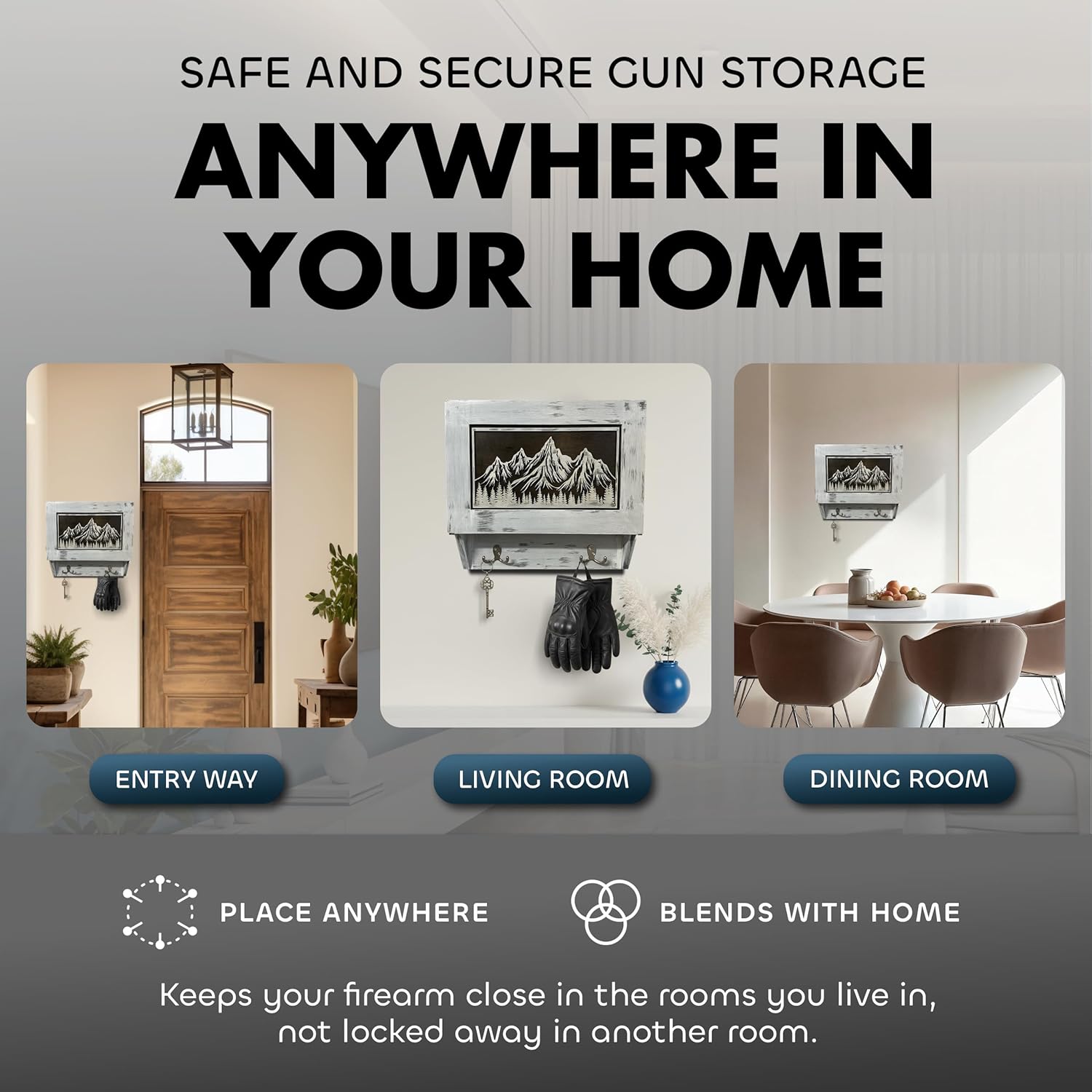 Snow Mountain Hidden Gun Safe Coat Rack Wall Cabinet put anywhere in your home