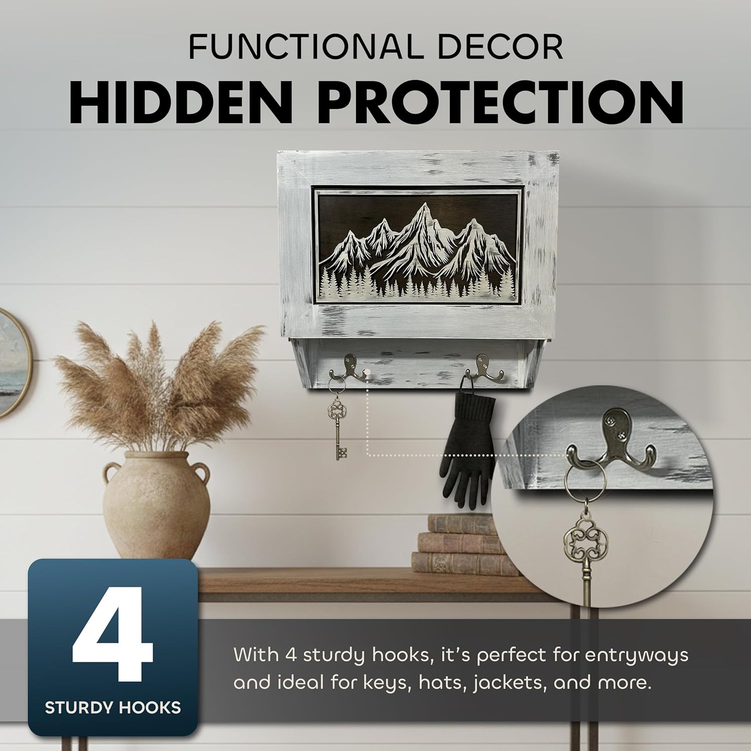 Snow Mountain Hidden Gun Safe Coat Rack Wall Cabinet with hidden protection