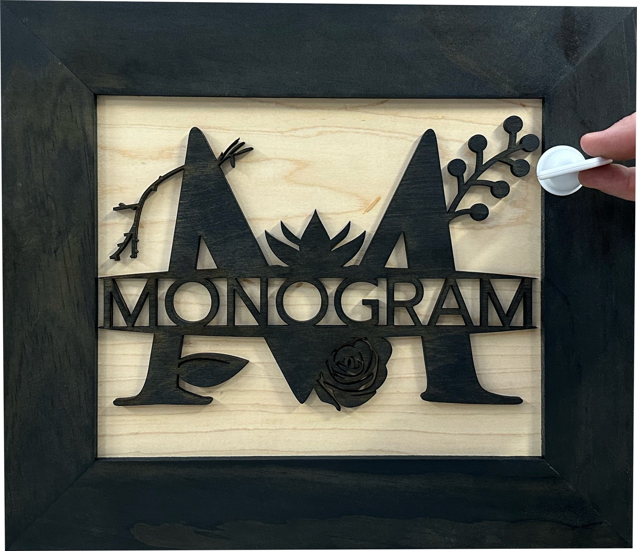 Bellewood Designs split letter monogram hidden gun storage wall decor with Magnetic Key