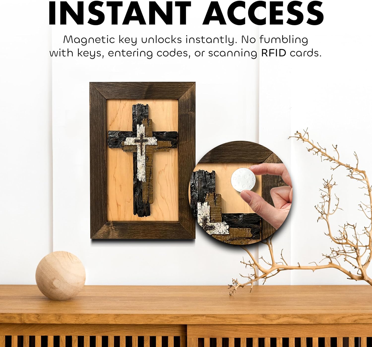 Three Layered Cross Wall-Mounted Secure Hidden Gun Cabinet with instant access