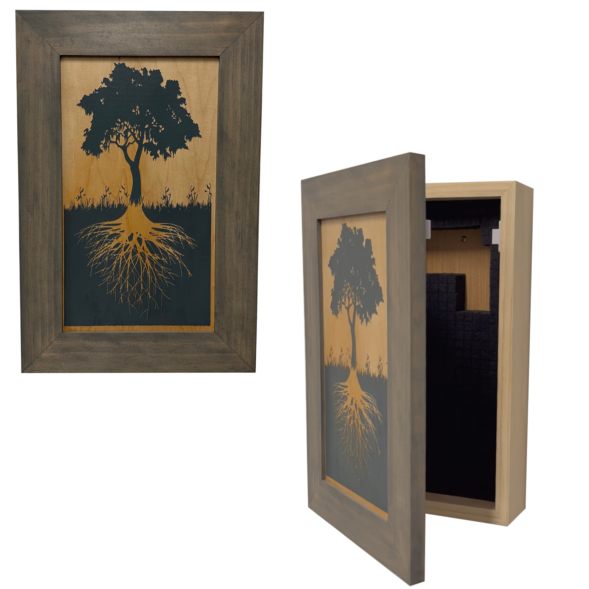 Tree Roots Silhouette Hidden Gun Storage Shelf | Bellewood Designs