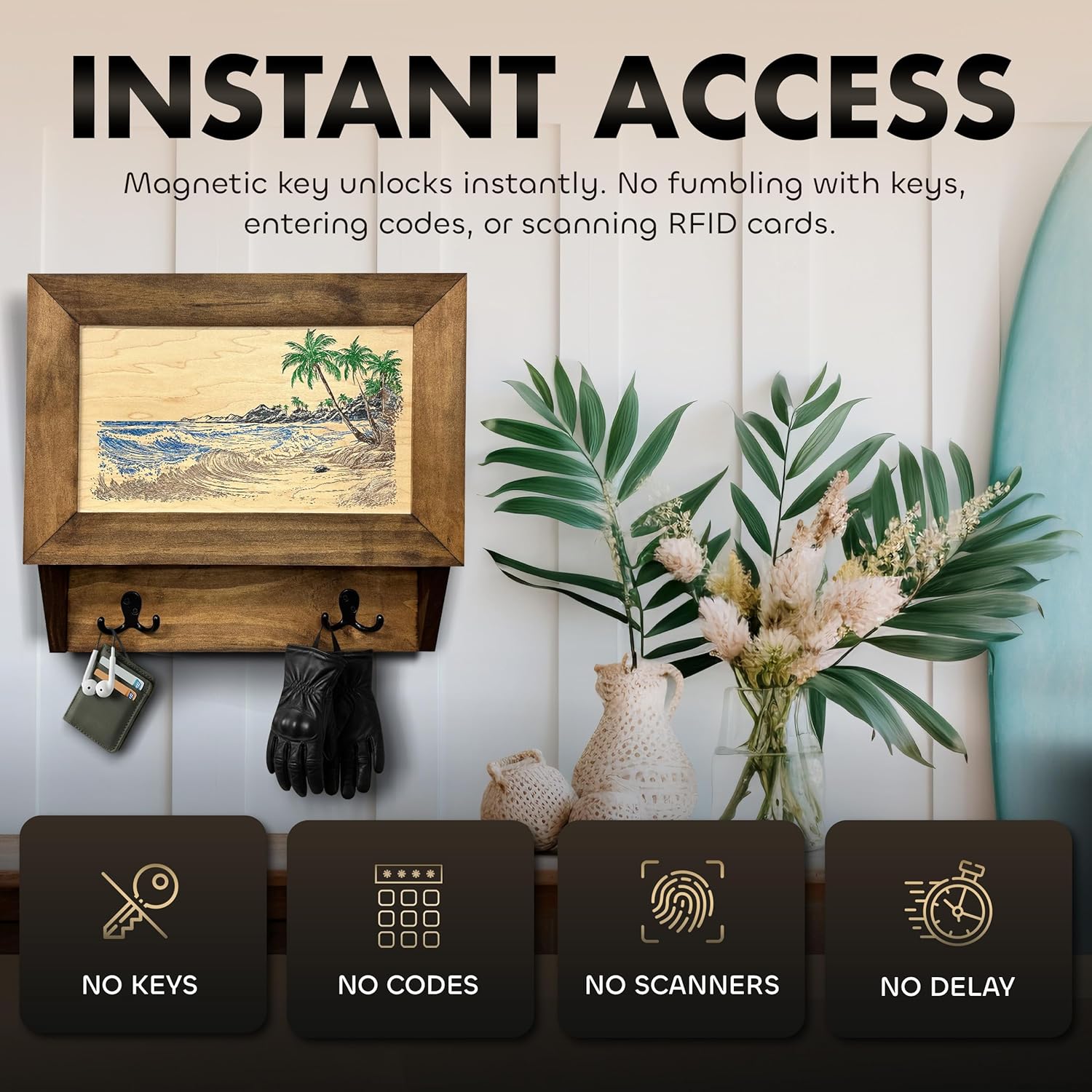 Tropical Paradise Hidden Gun Cabinet Coat Rack with instant access
