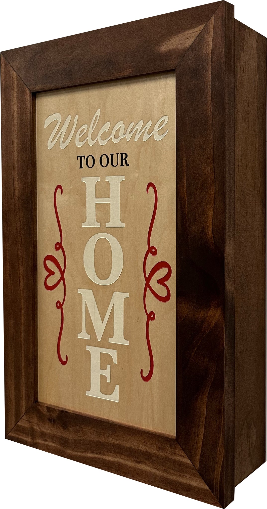 Welcome to Our Home Wooden Secure Gun Safe Side look