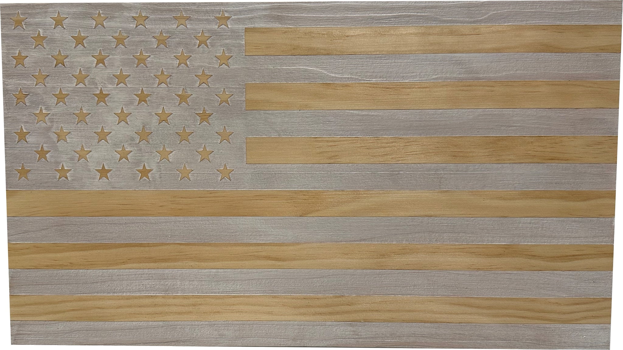Whitewashed American Flag Decorative Wall-Mounted Gun Cabinet Front look