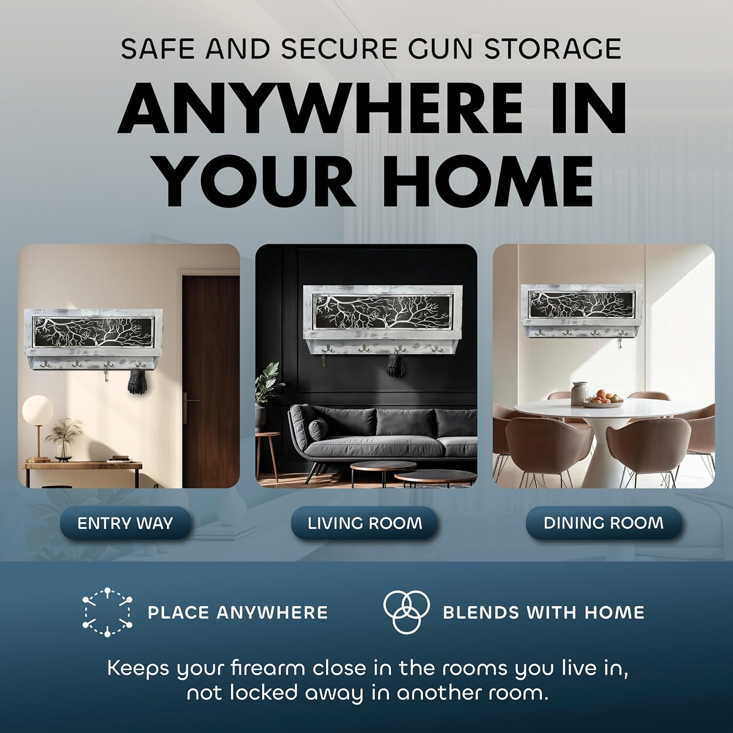 Winter Family Tree Large Gun Hidden Concealment Cabinet installs anywhere in your home