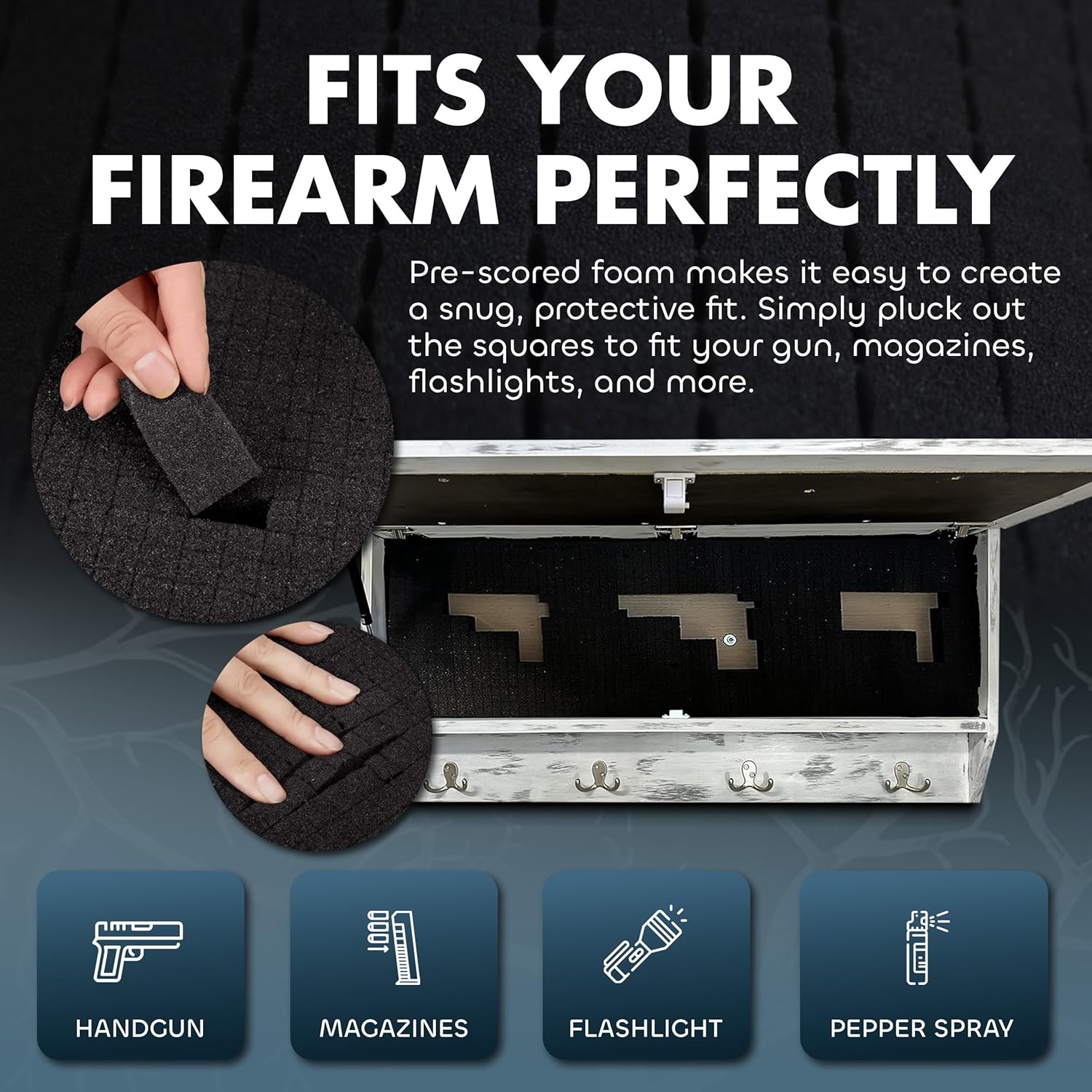 Winter Family Tree Large Gun Hidden Concealment Cabinet with custom foam inside