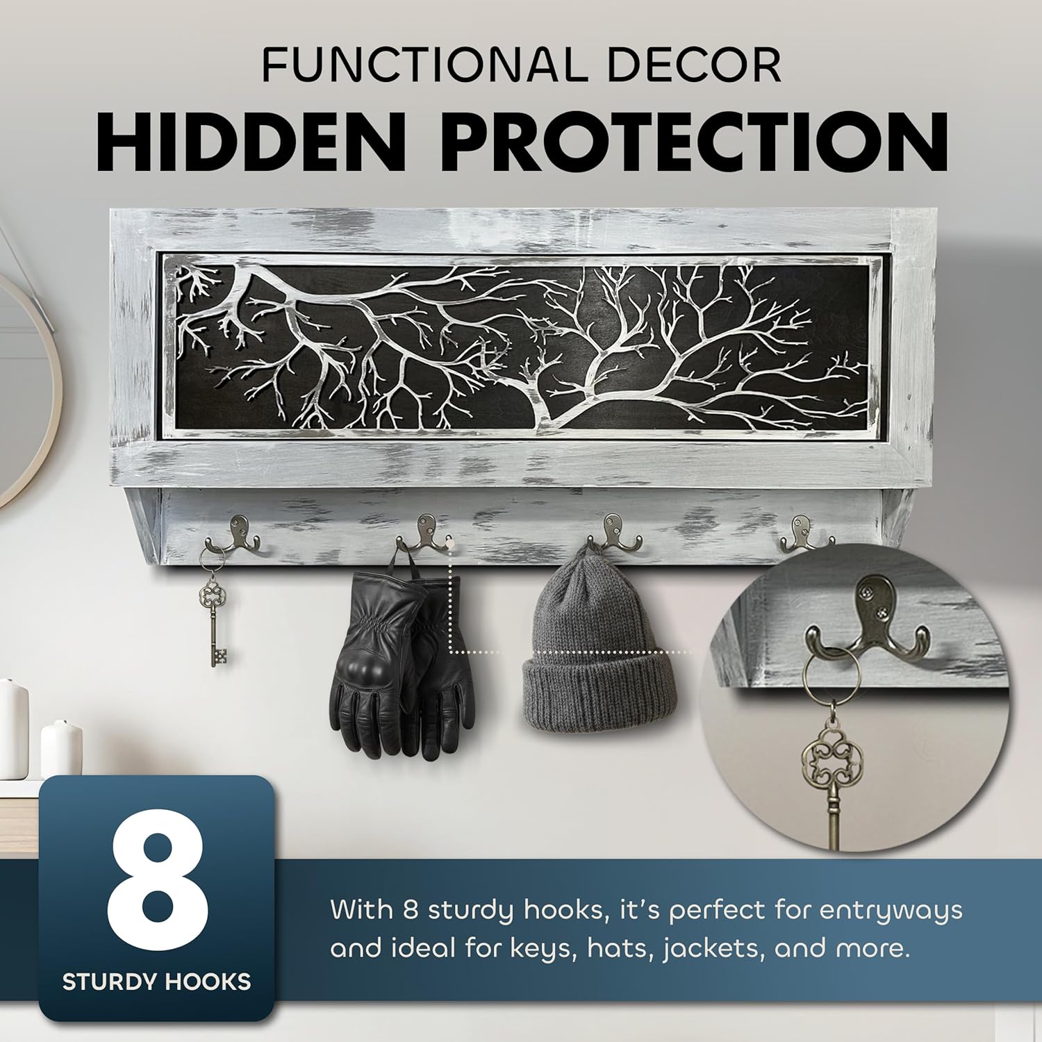 Winter Family Tree Large Gun Hidden Concealment Cabinet with hidden protection and hooks
