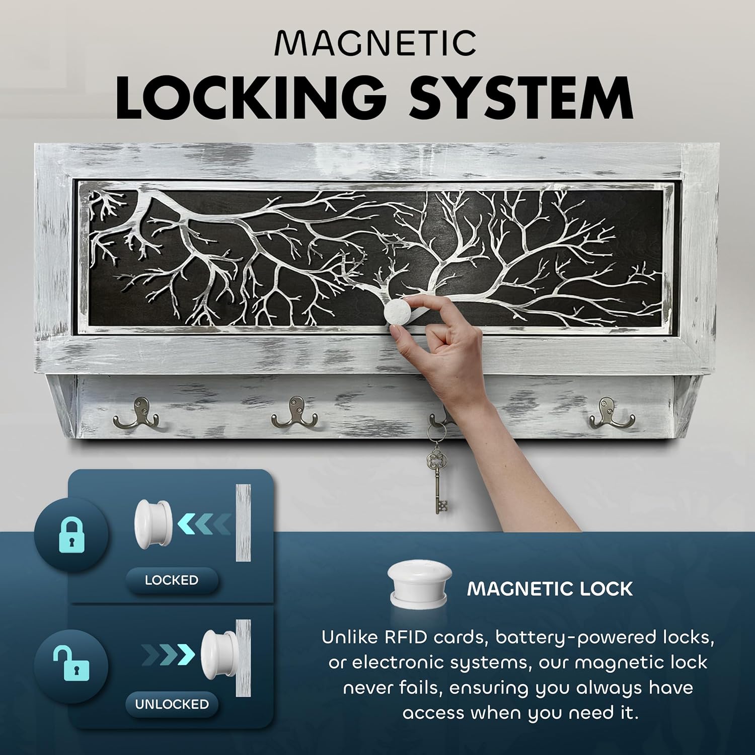 Winter Family Tree Large Gun Hidden Concealment Cabinet with magnetic locking system