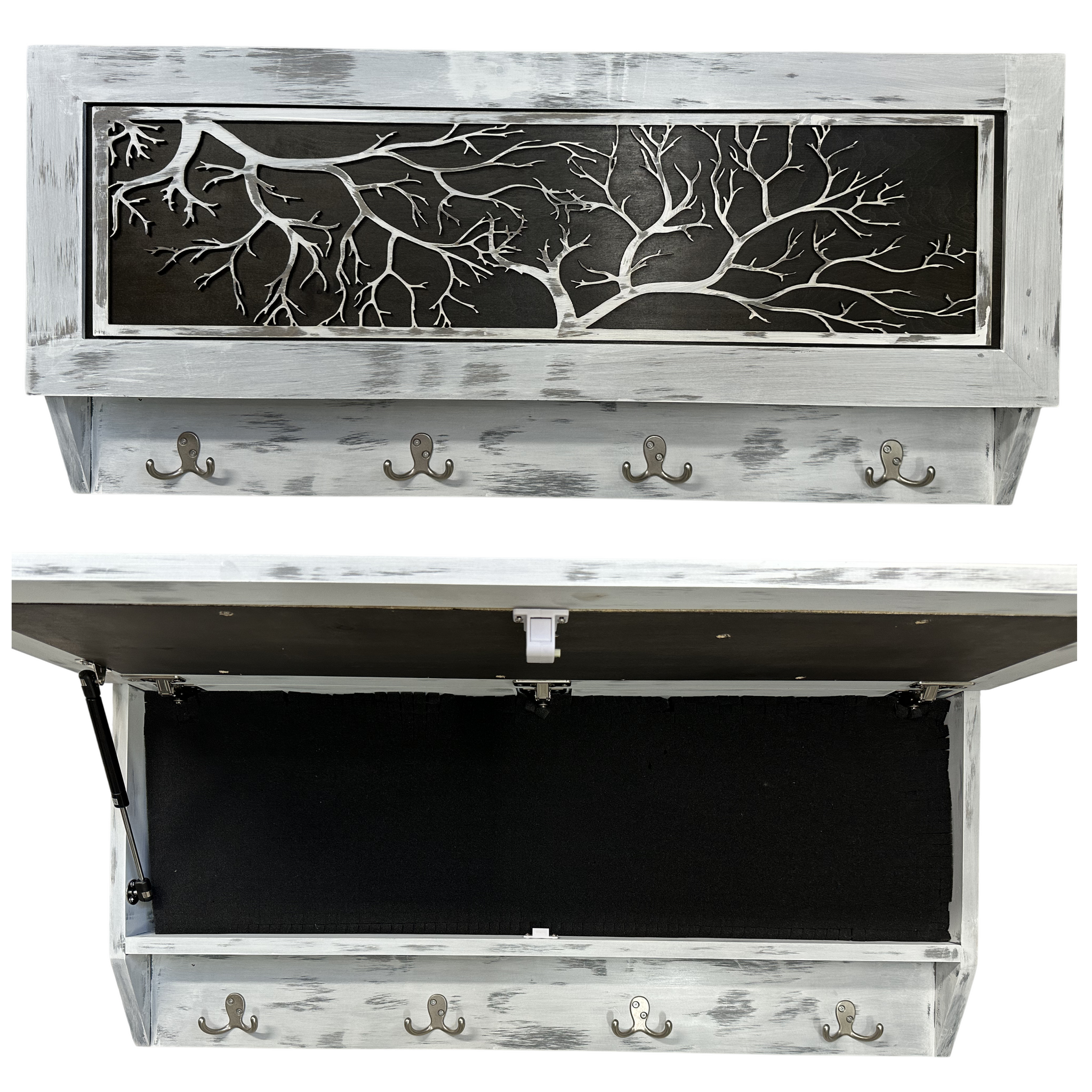 Winter Family Tree Large Gun Hidden Concealment Cabinets with hooks and hidden gun storage 