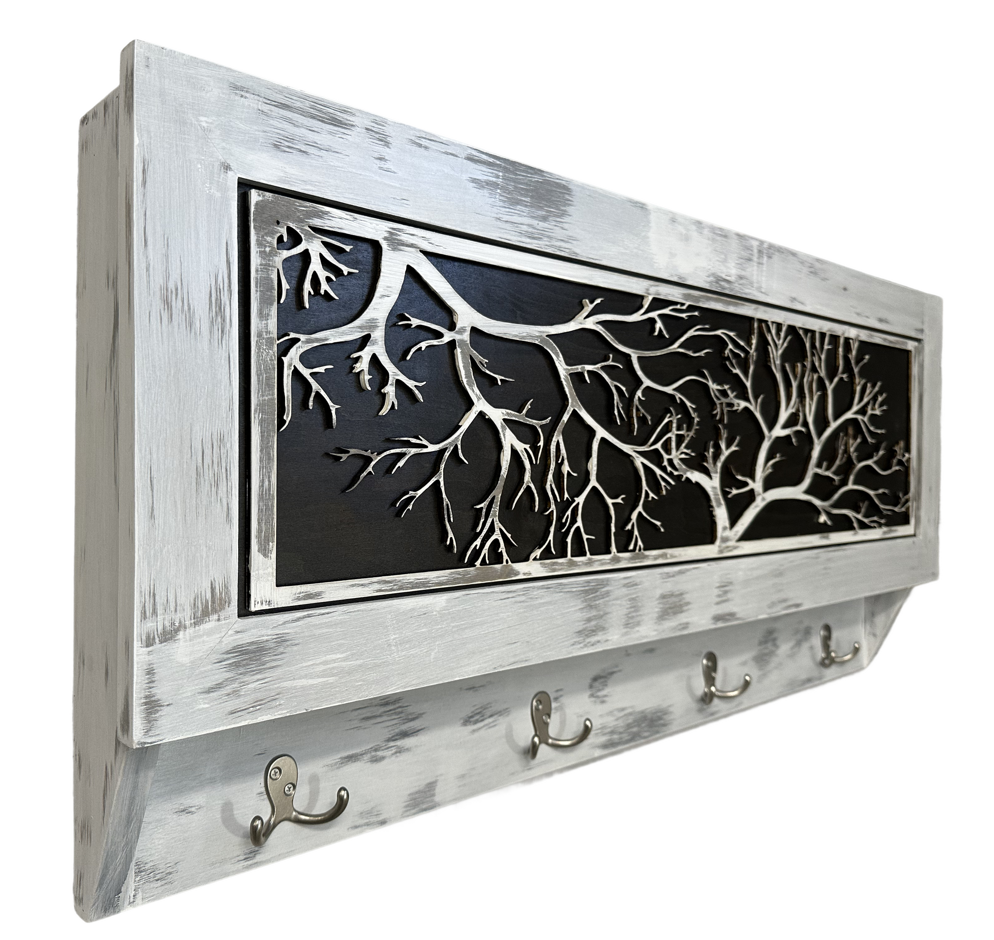Winter Family Tree Large Gun Hidden Concealment Cabinets with side look and hooks
