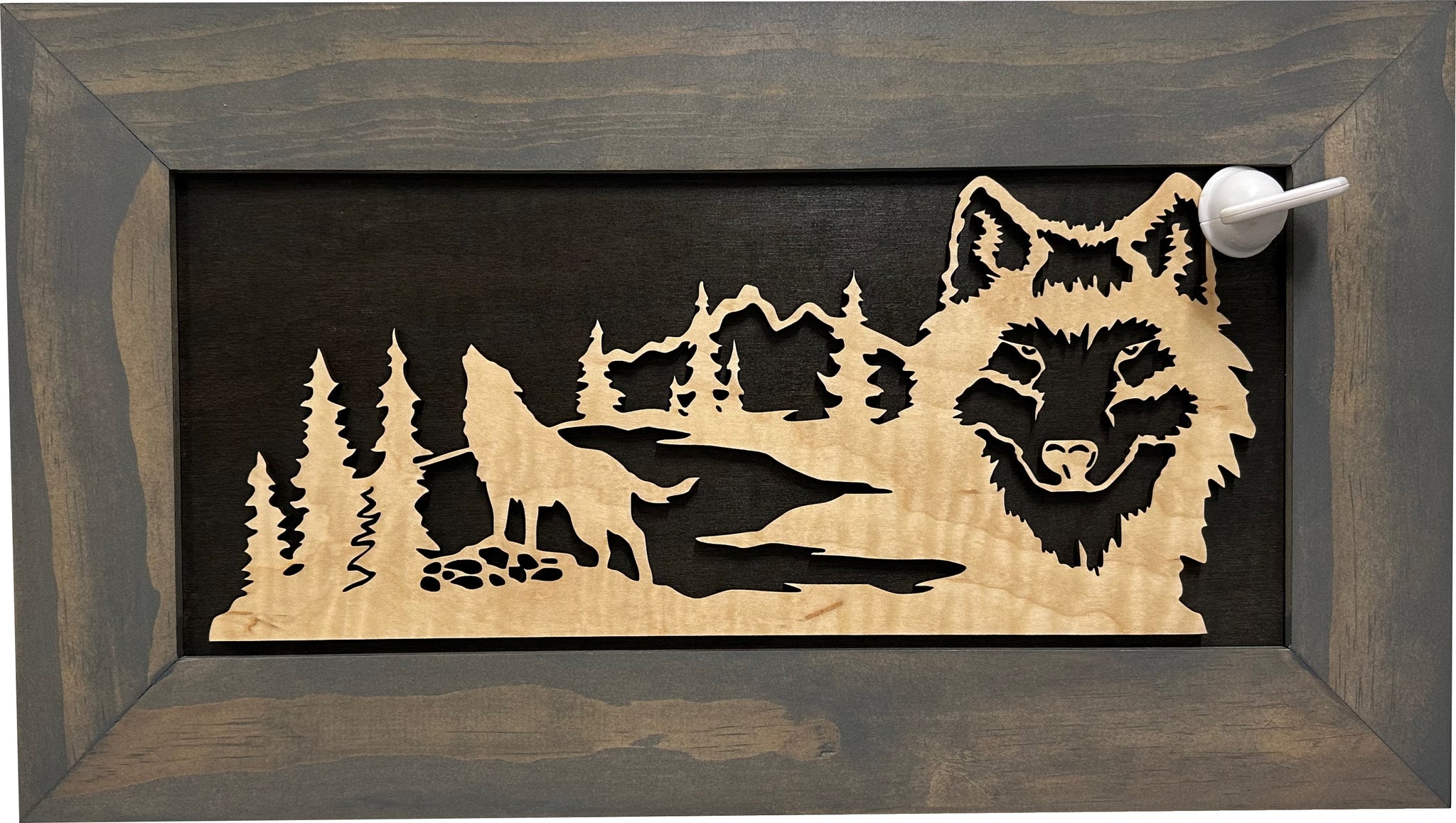 Wolf Scenery Wall Decoration Hidden Gun Cabinet with key