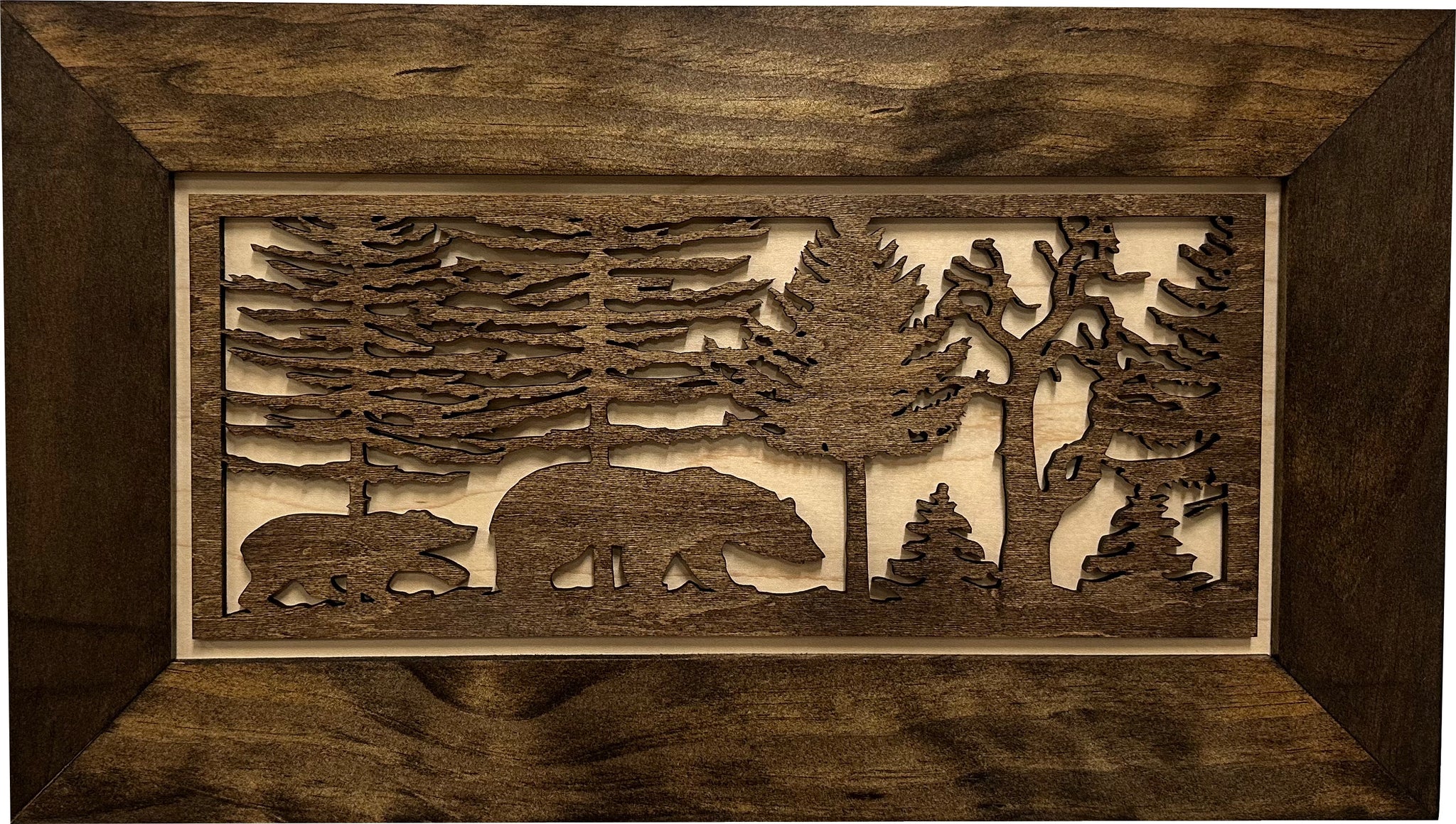 Wood Gun Cabinet Bears In The Woods Wall Decoration Front view