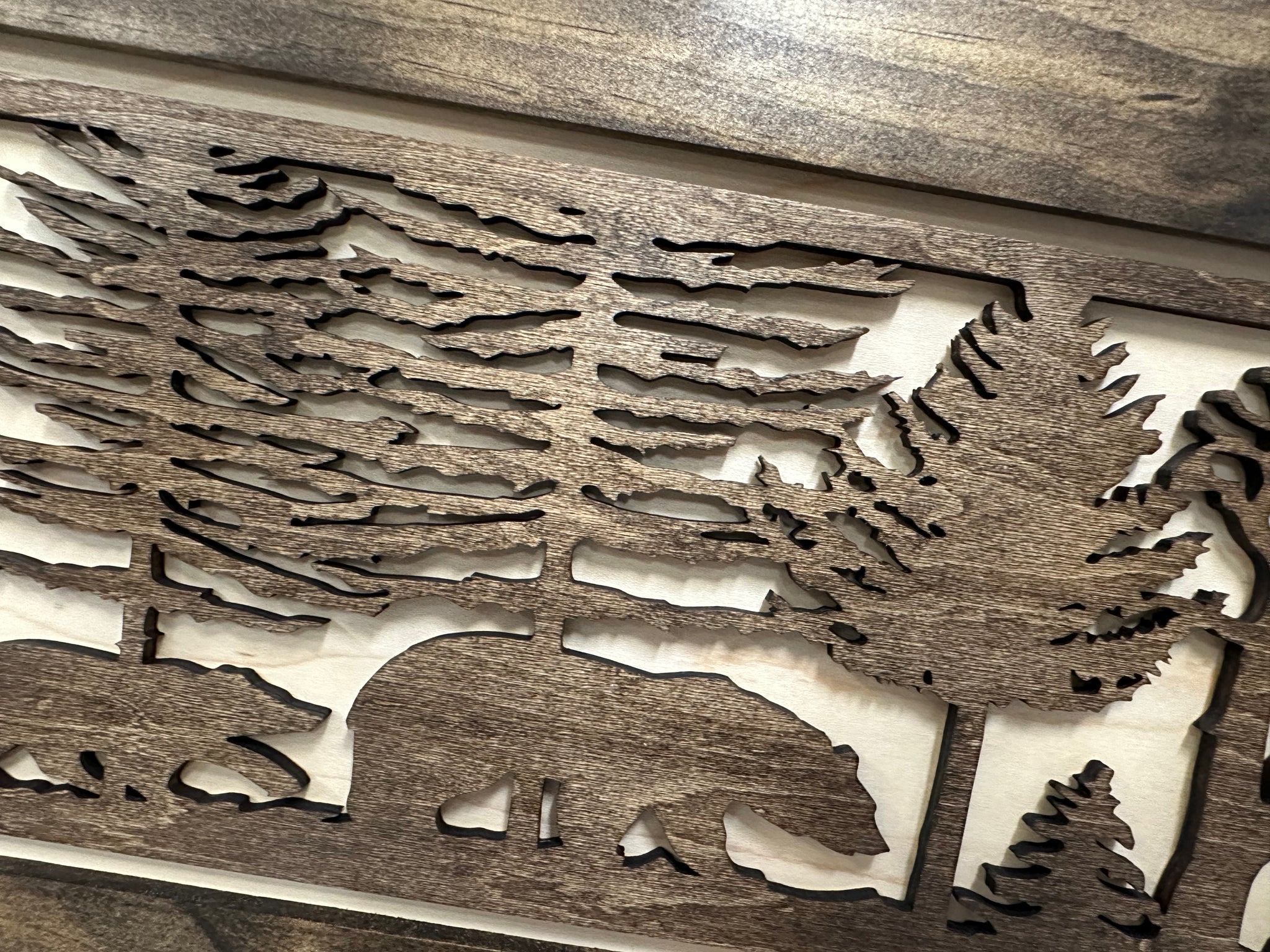 Wood Gun Cabinet Bears In The Woods Wall Decoration close view