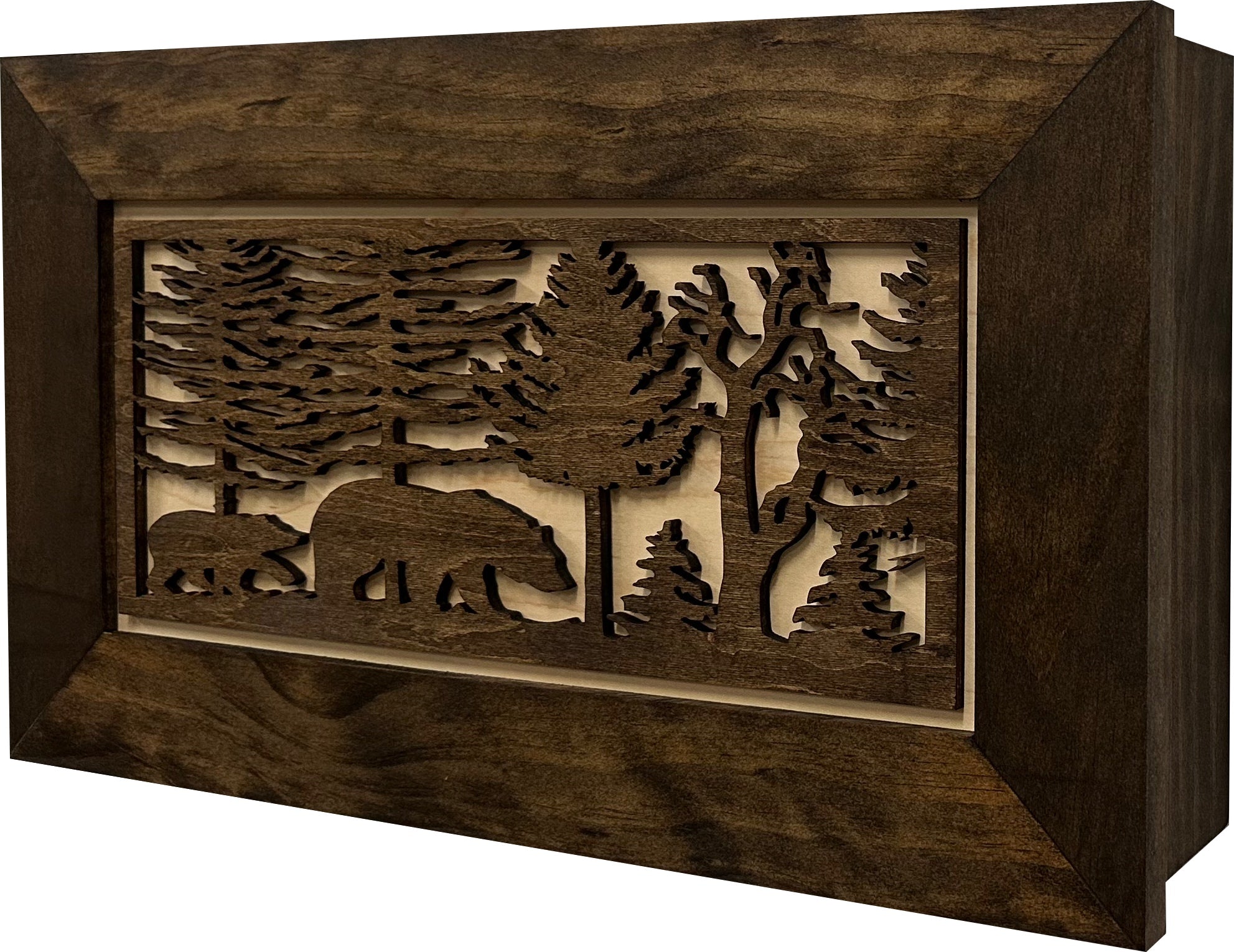 Wood Gun Cabinet Bears In The Woods Wall Decoration full side view