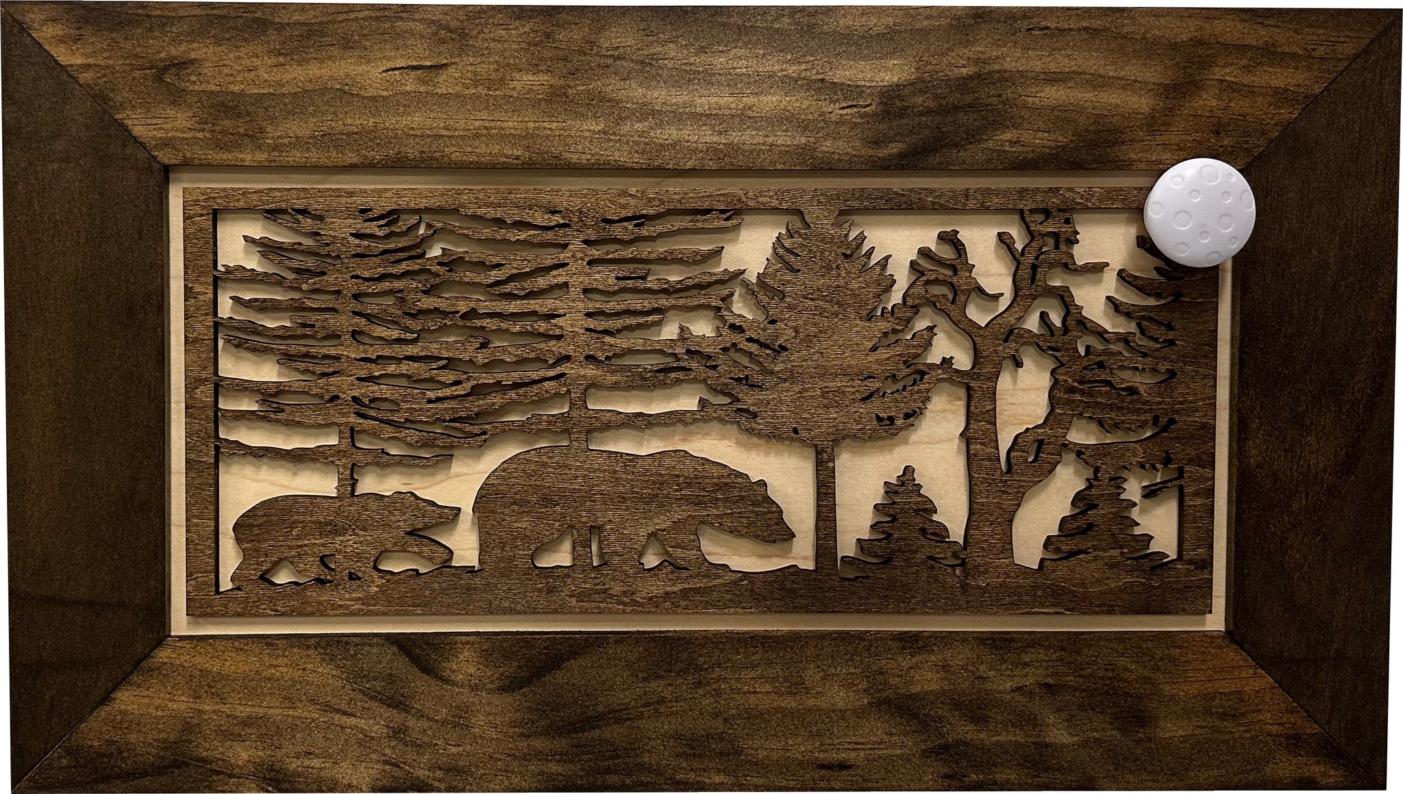 Wood Gun Cabinet Bears In The Woods Wall Decoration with magnetic key