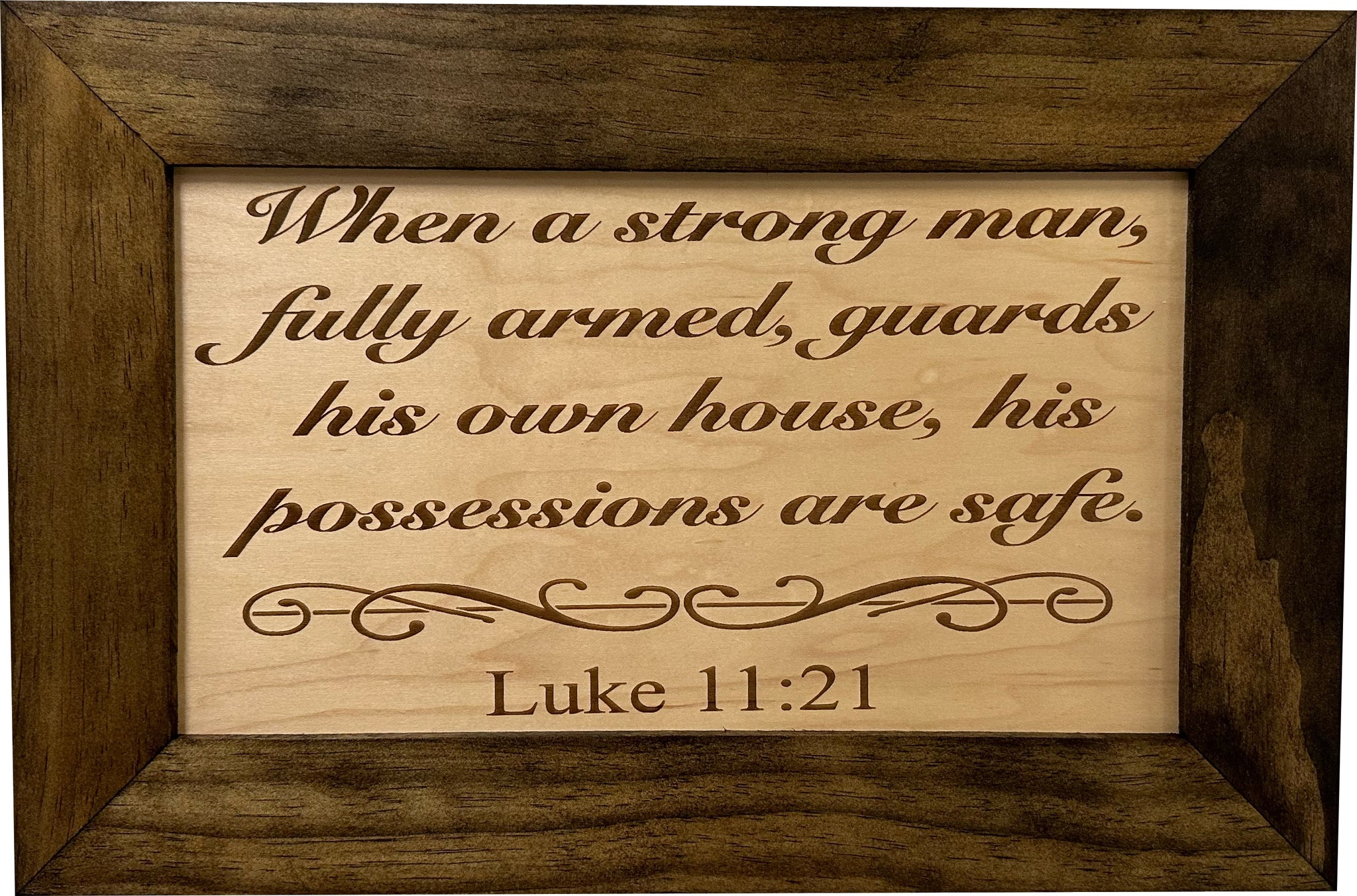 Wood Gun Cabinet Shop Bible Verse Luke 11:21 Hidden Gun Storage