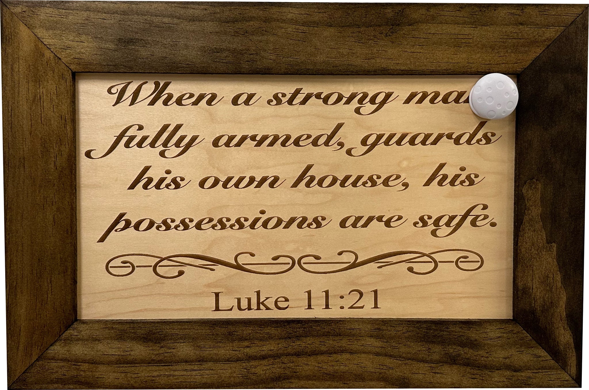Wood Gun Cabinet Shop Bible Verse Luke 11:21 Hidden Gun Storage with Key