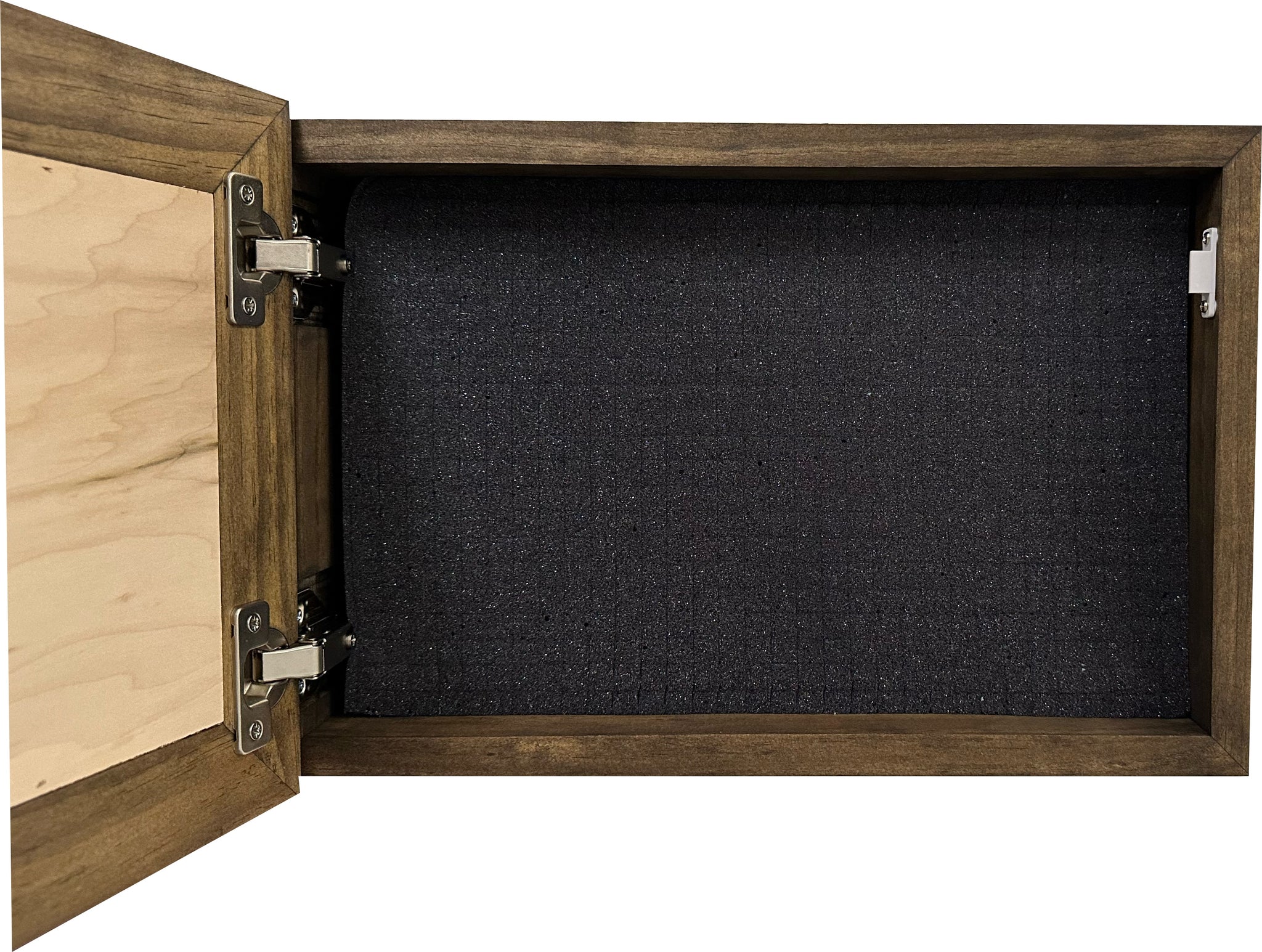 Wood Gun Cabinet Shop Bible Verse Luke 11:21 Hidden Gun Storage with full open look