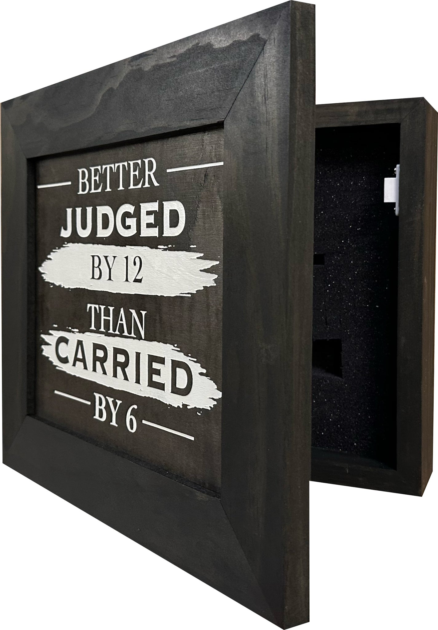 Bellewood Designs Better Judged By 12 Than Carried By 6 concealment wall decor open interior view