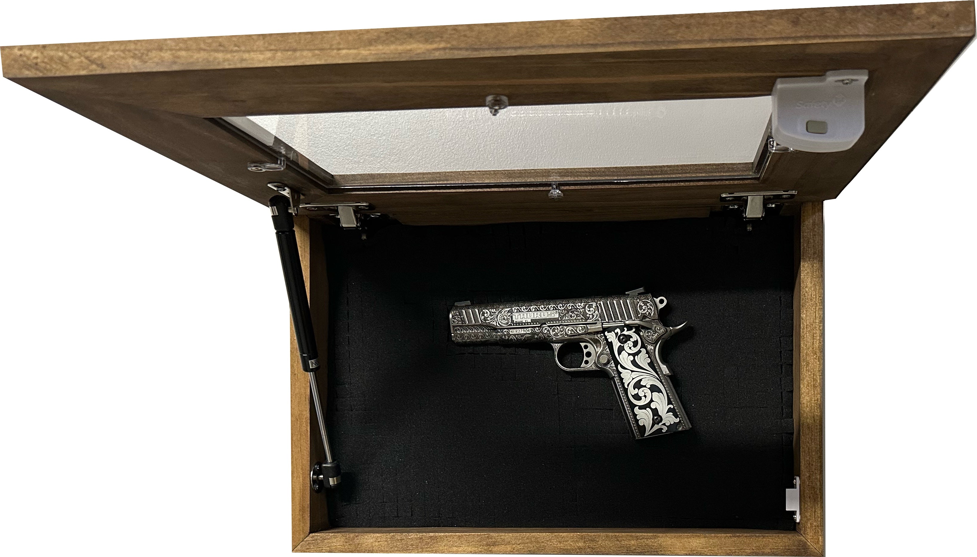 Gun Display Cabinet with Magnetic Gun Mount and Se...