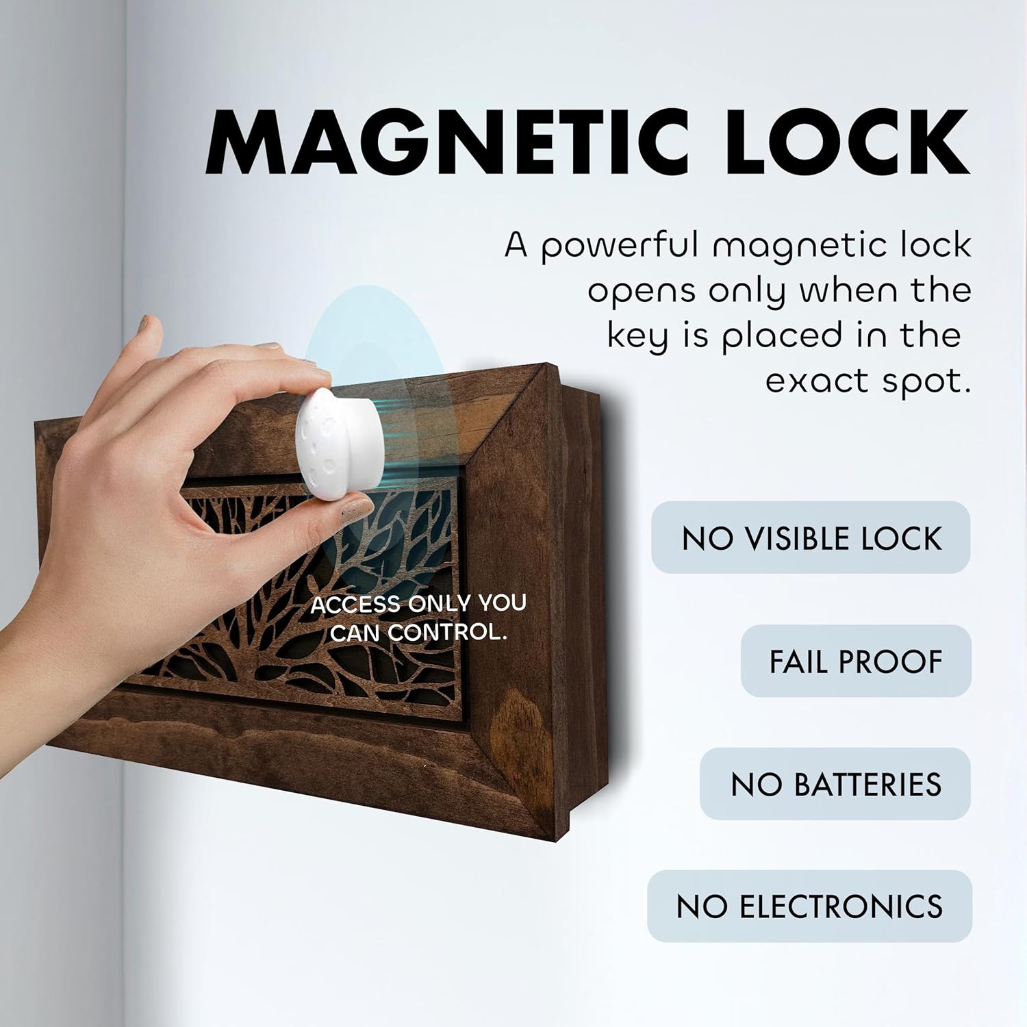 Hidden wooden magnetic gun safe