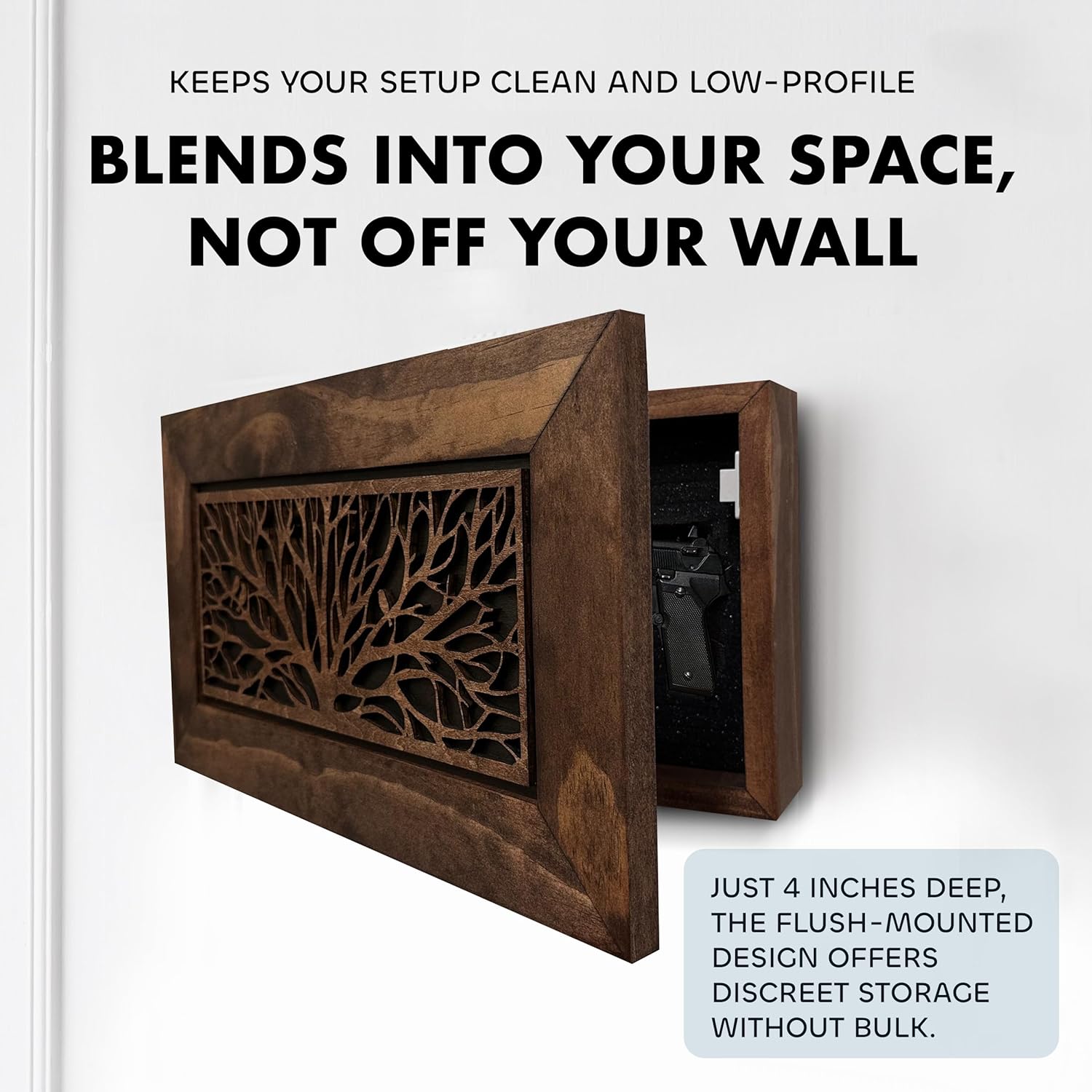 Hidden wooden magnetic gun safe