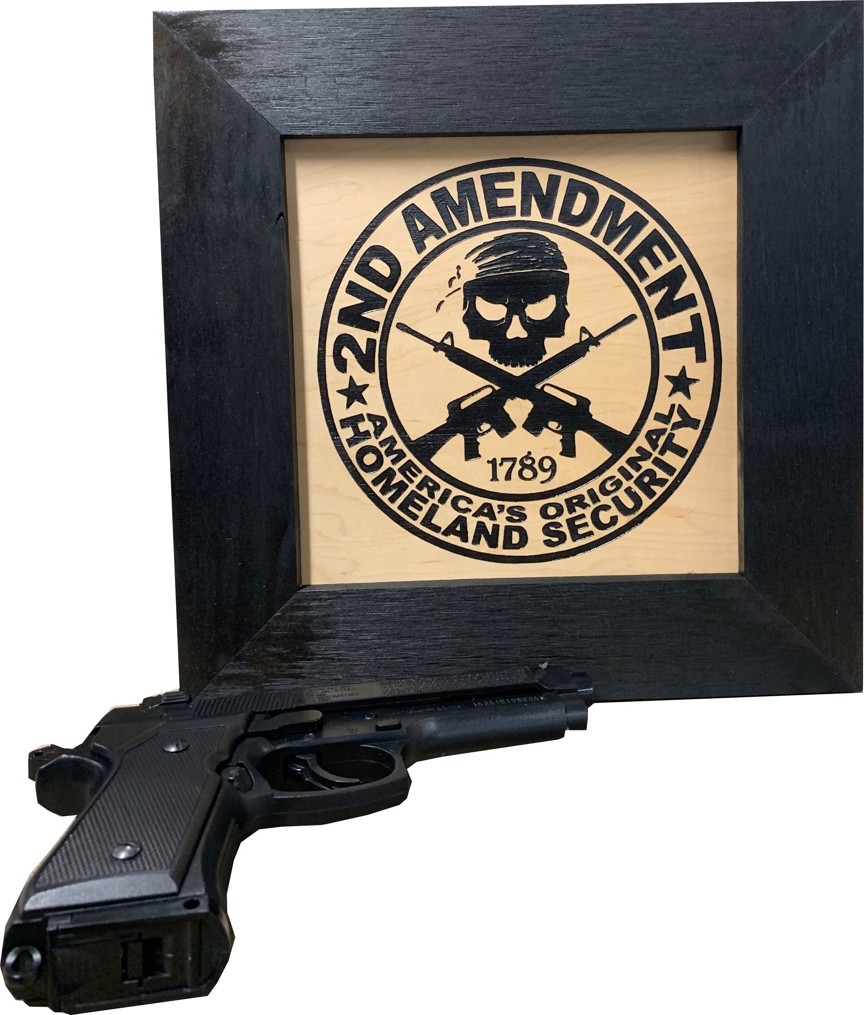 Bellewood Designs 2nd Amendment Skull hidden gun safe concealment shelf
