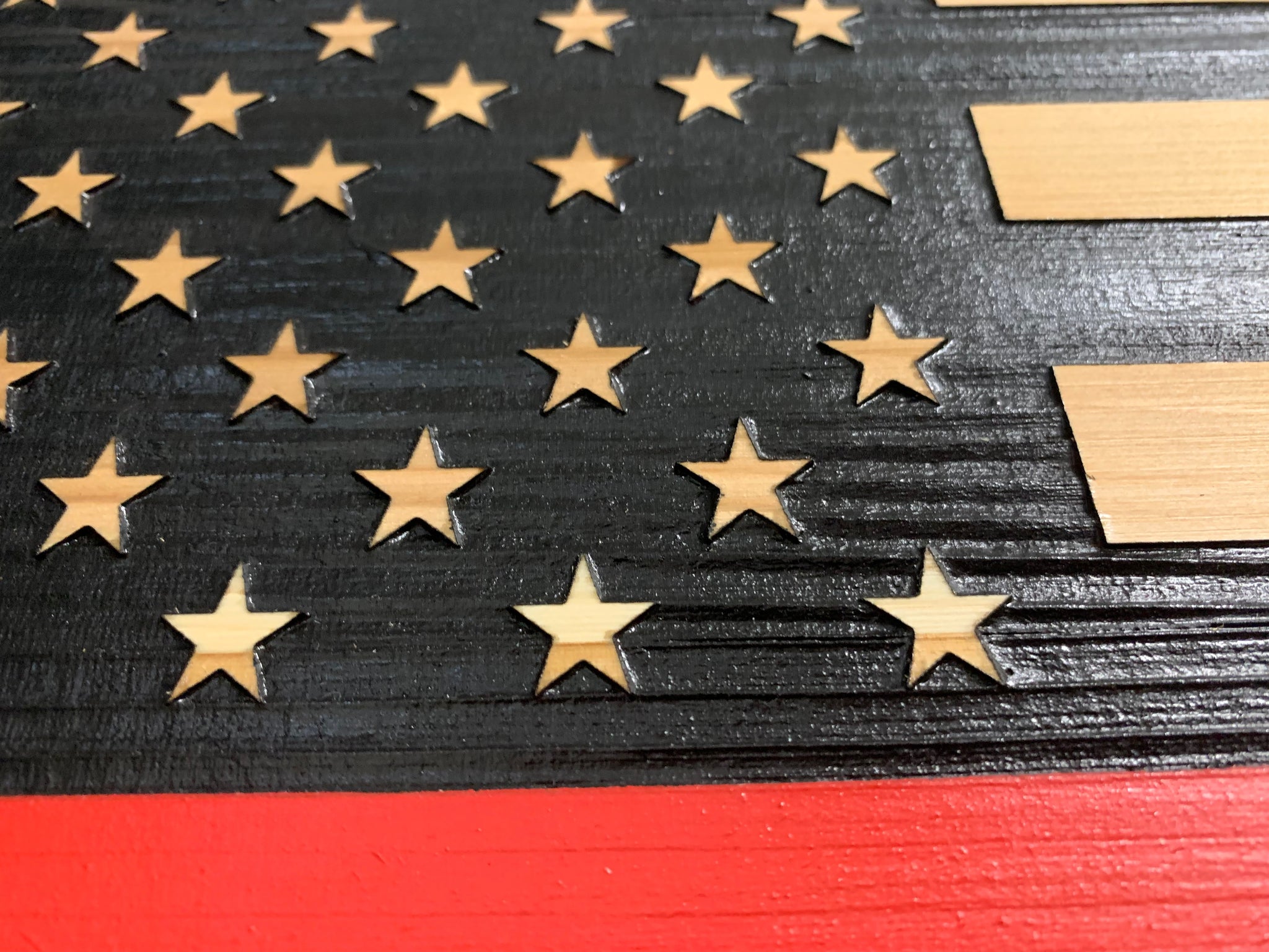 Red Line Customizable American Flag Hidden Gun Storage close look