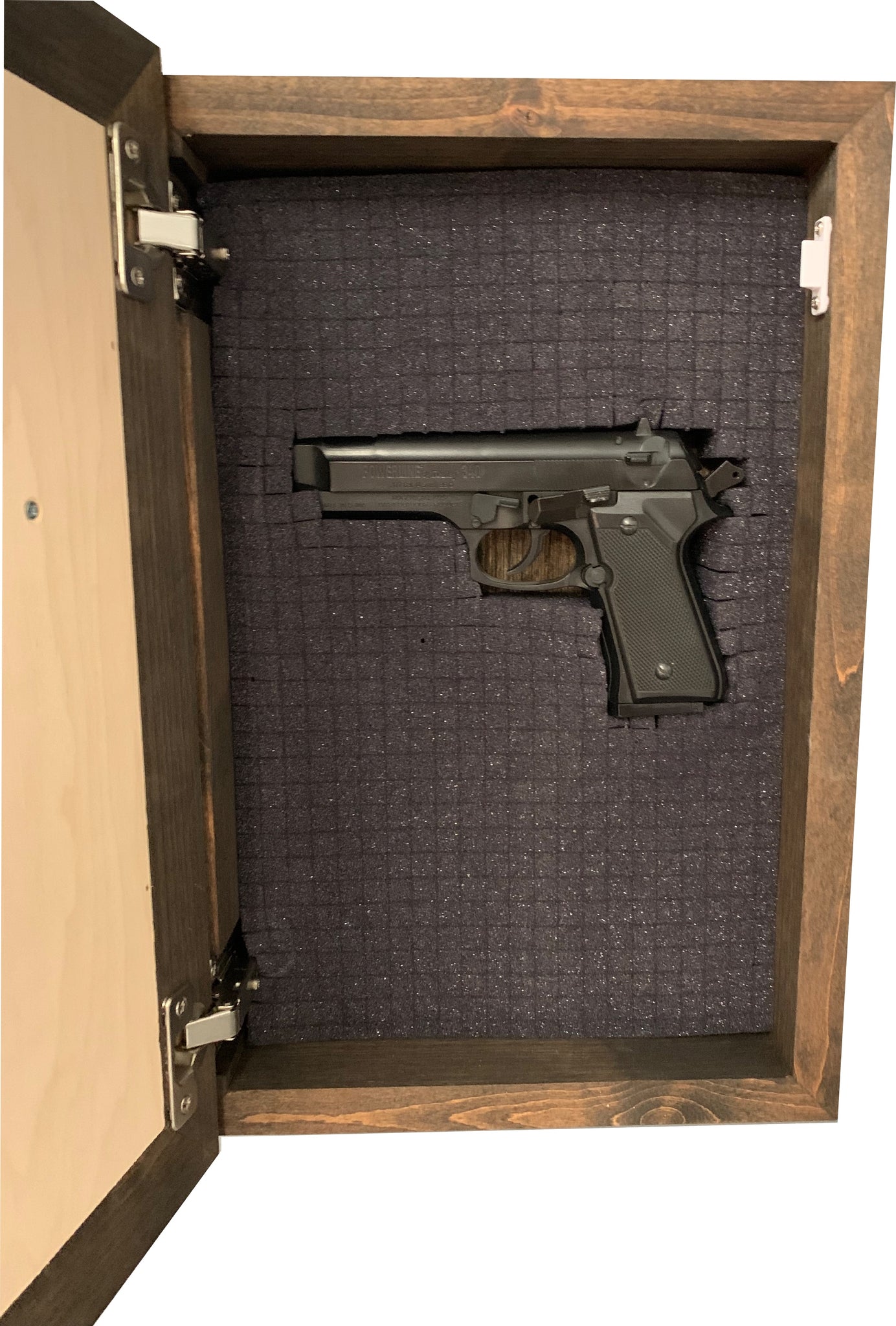 Three Layered Cross Wall-Mounted Secure Hidden Gun Cabinet full open