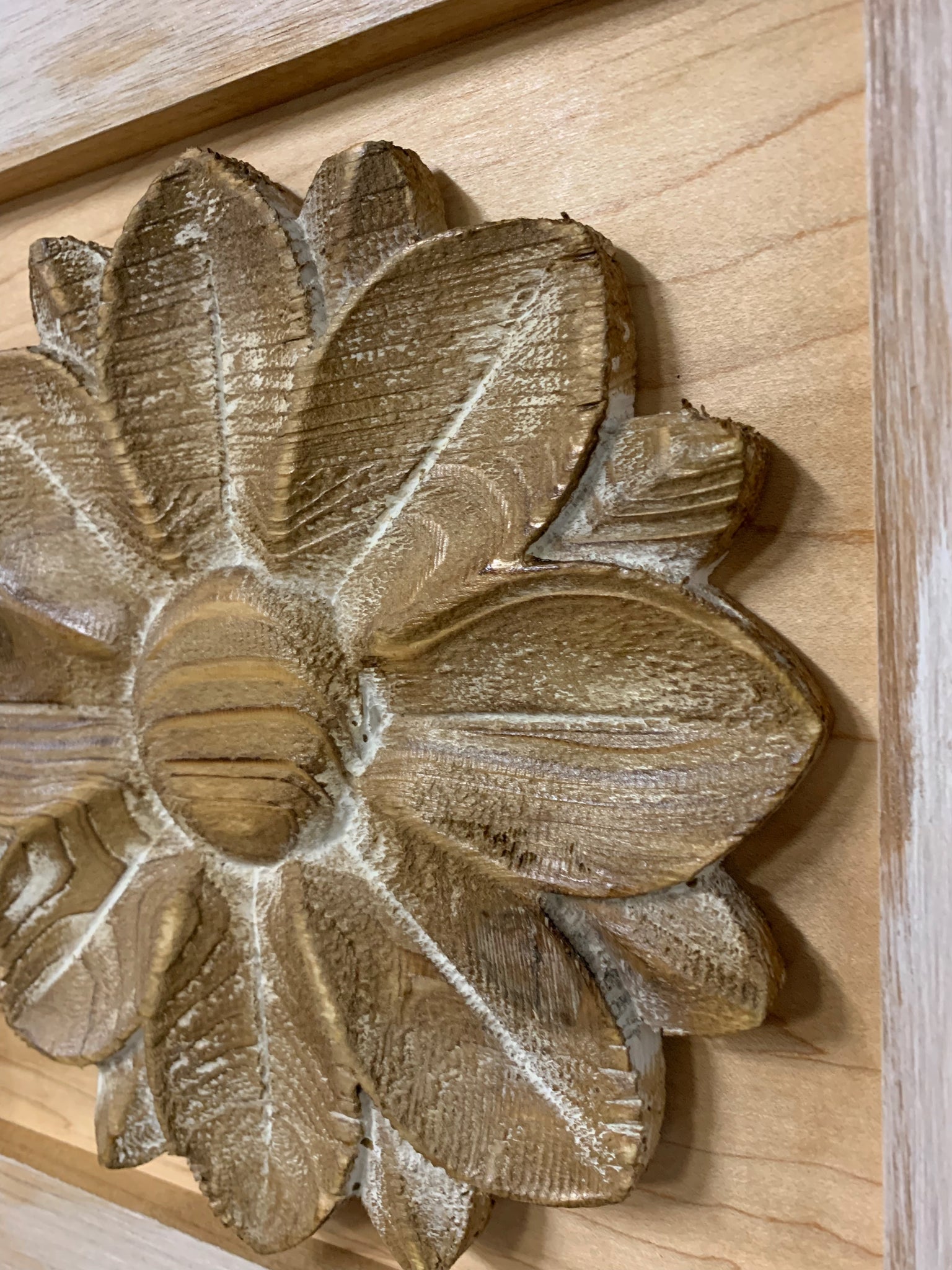 White Distressed Flower Concealed Gun Cabinet Wall side Close look