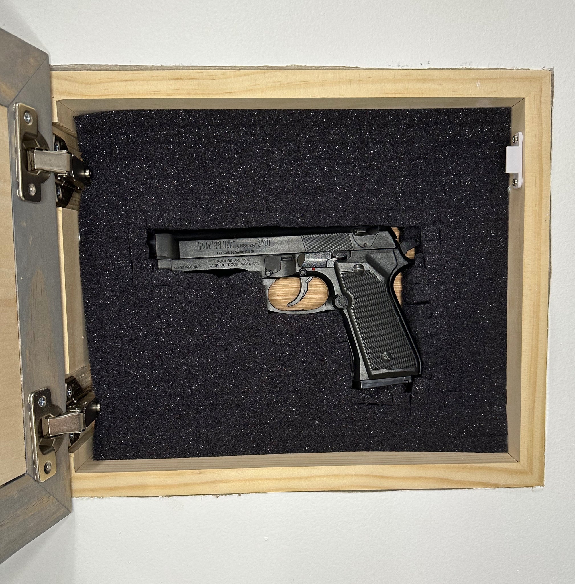 Bellewood Designs Always Kiss Me Goodnight hidden gun decor wall mounted foam interior pistol