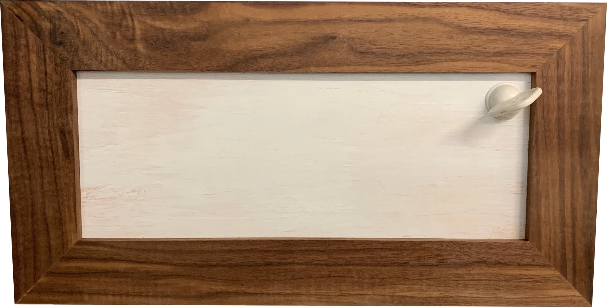 bellewood designs hidden gun storage love series front view walnut frame white panel with magneticframe