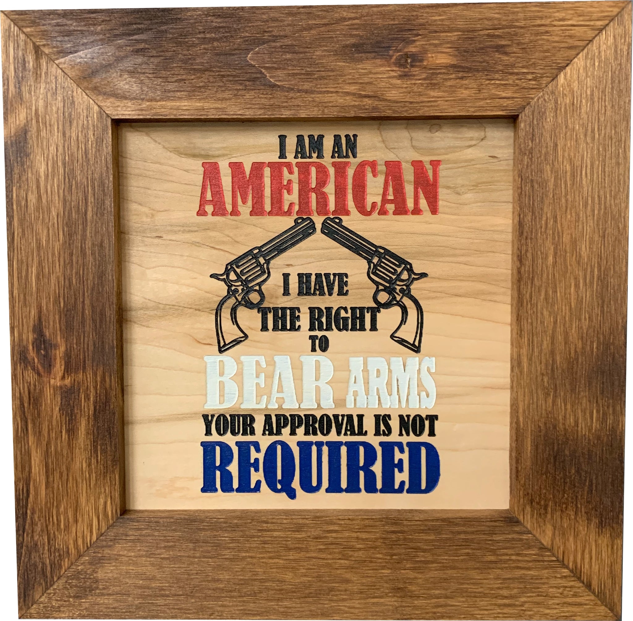 Bellewood Designs I Have The Right To Bear Arms patriotic concealment wall decor closeup color detail
