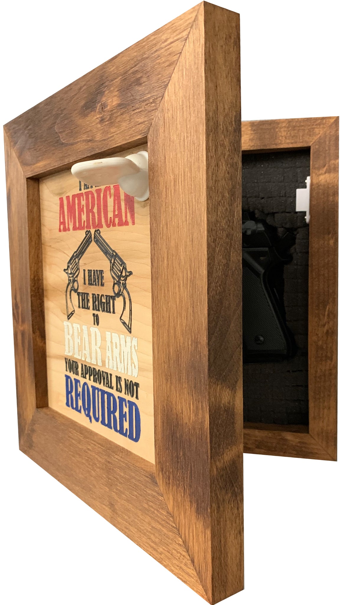 Bellewood Designs I Have The Right To Bear Arms concealment wall decor open with magnetic key